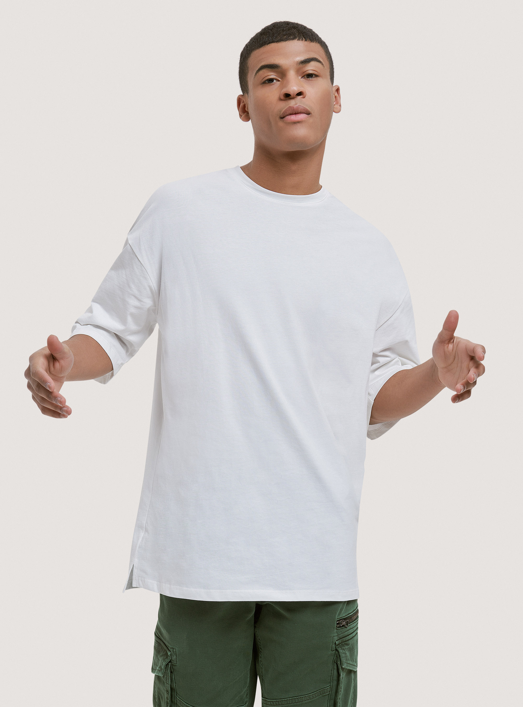 Maglietta oversize in cotone, C104 CREAM