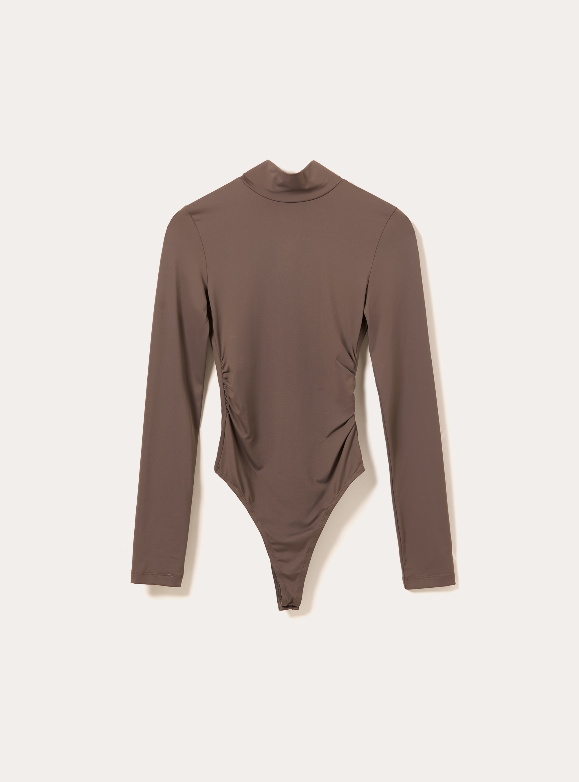 High-neck stretch bodysuit, BR2 BROWN MEDIUM
