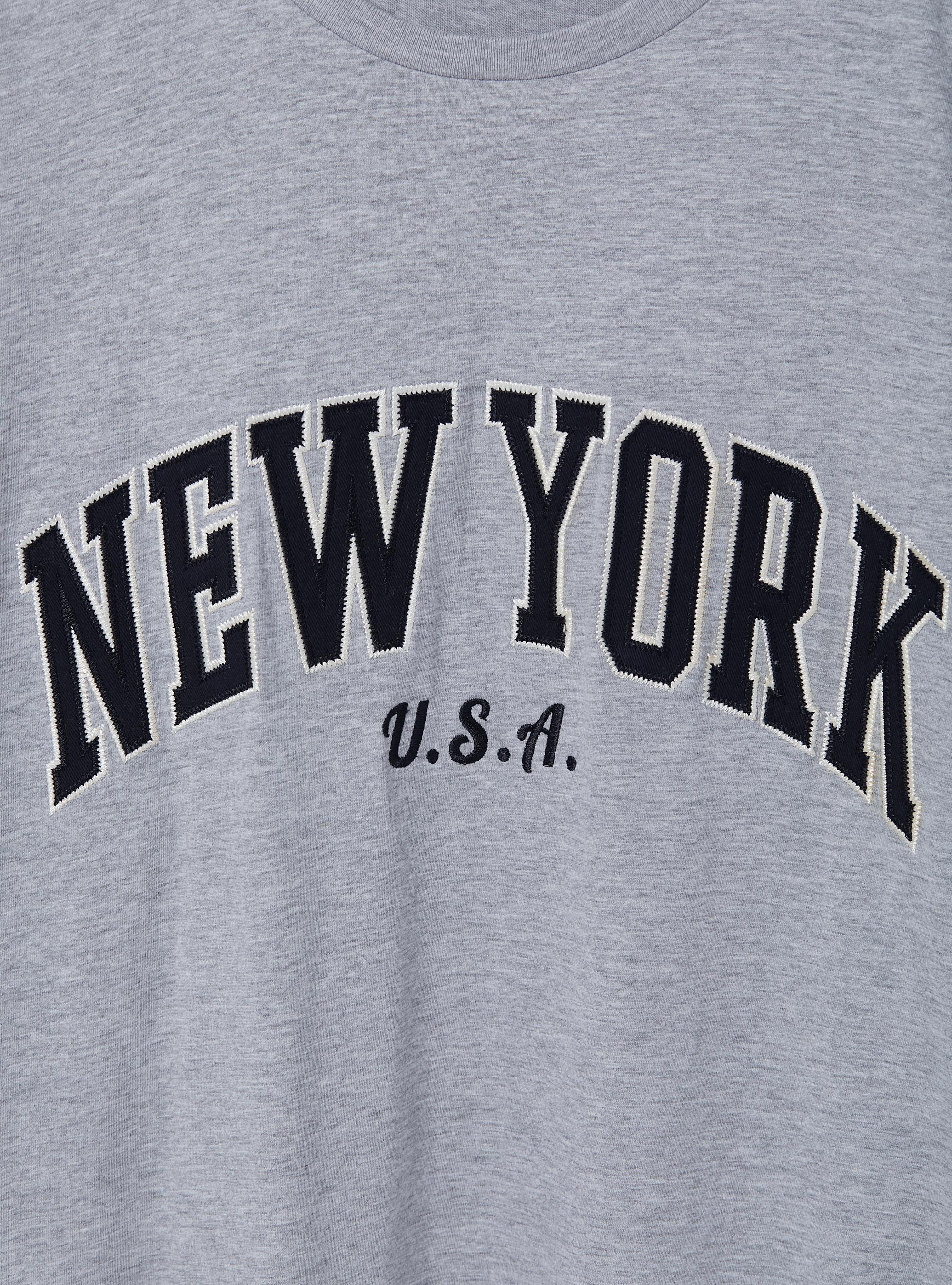 Oversized cotton patch t-shirt, LIGHT GREY MELANGE