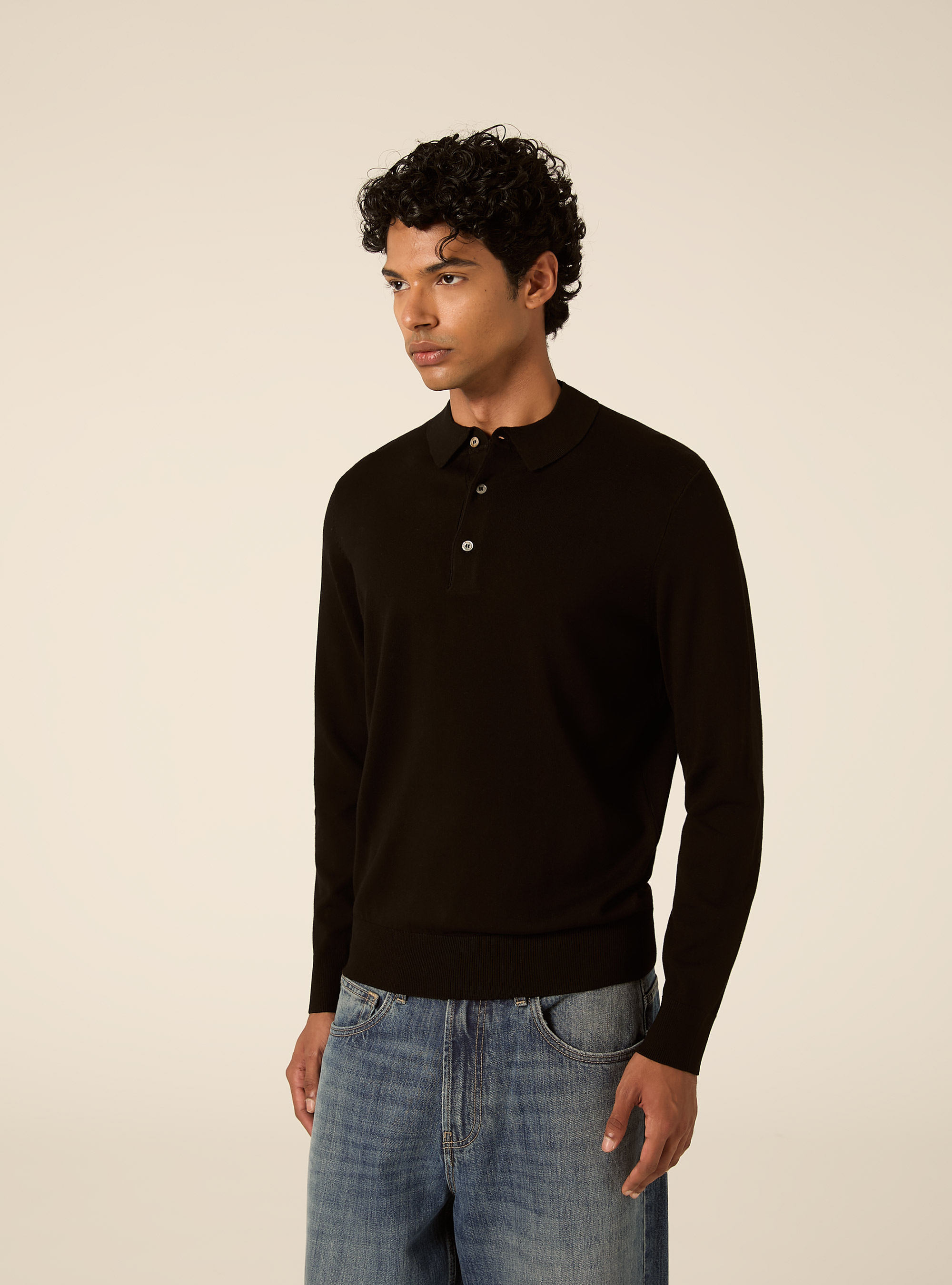 Polo in maglia  in viscosa, BK1 BLACK