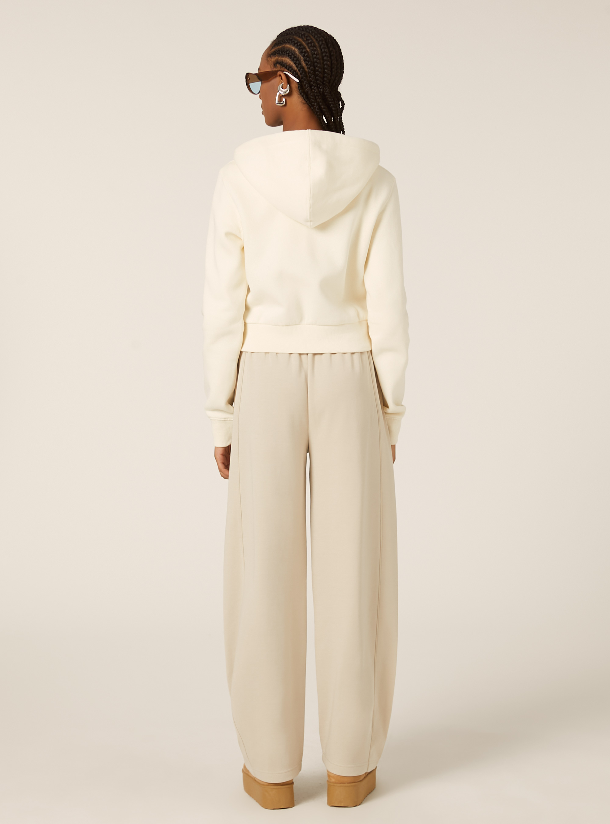 Sweat à capuche zippé court, CR3 CREAM LIGHT