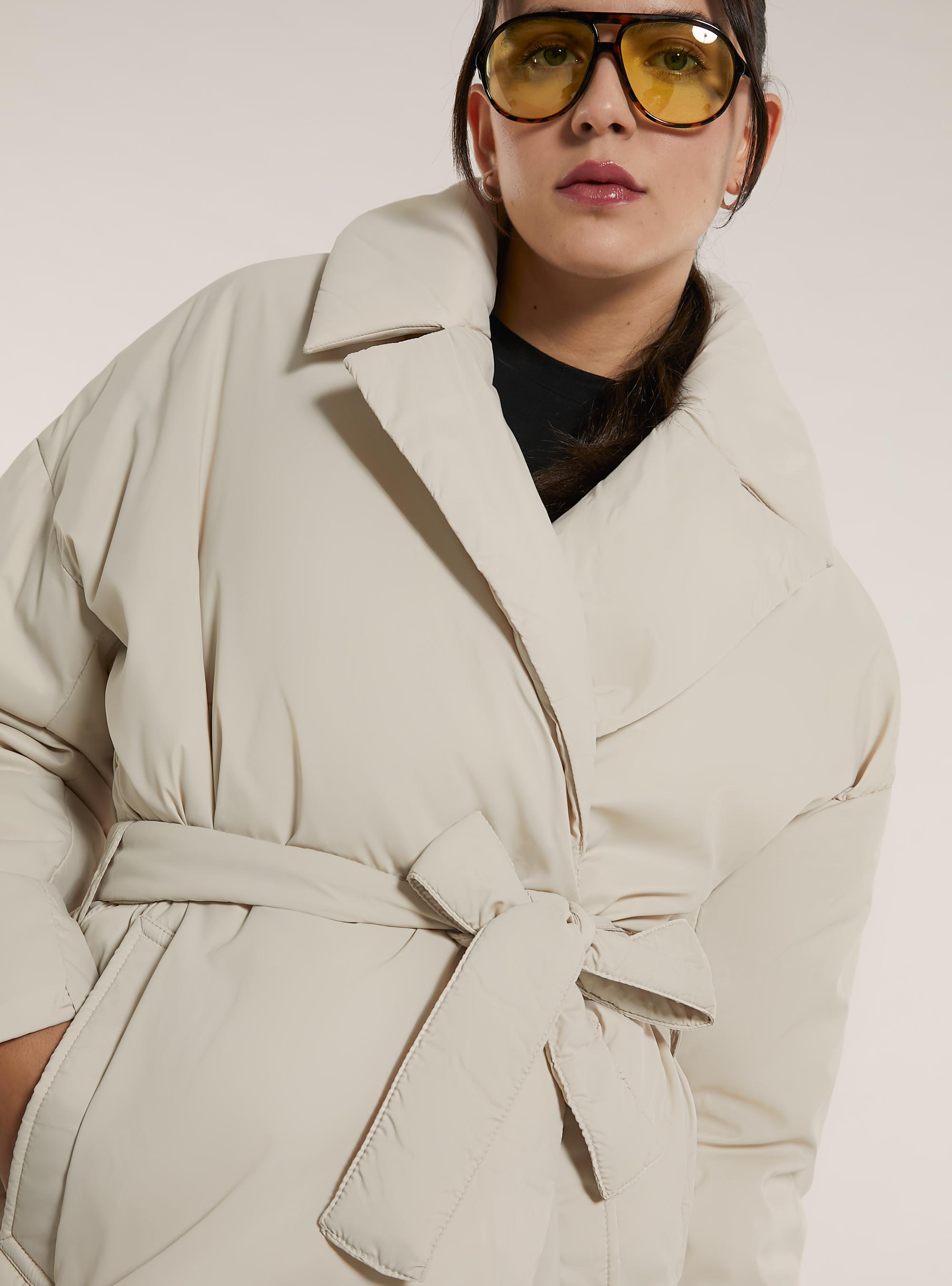 Belted trench coat with recycled padding, WH2 WHITE