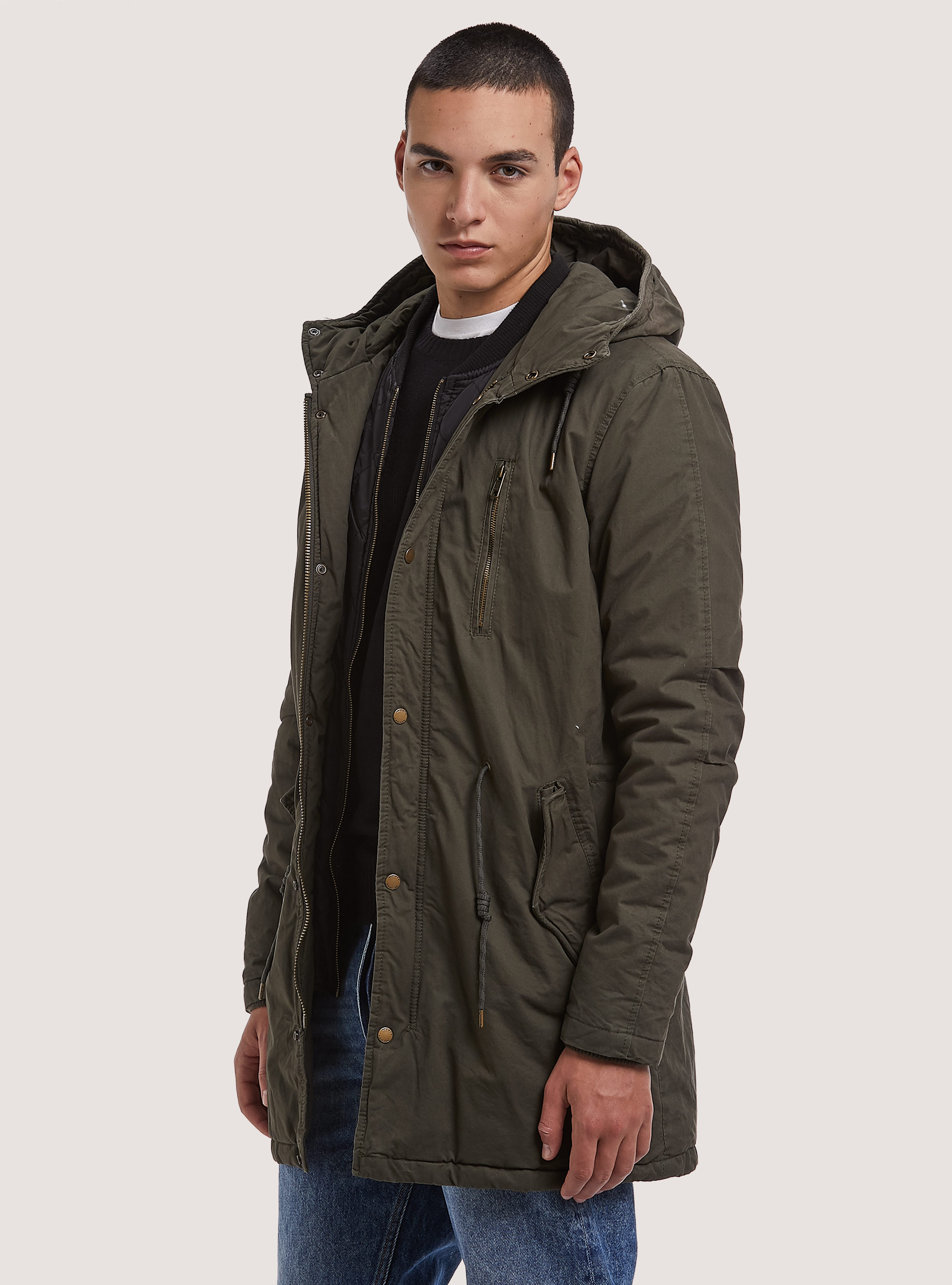 Parka with mock fur, KAKI