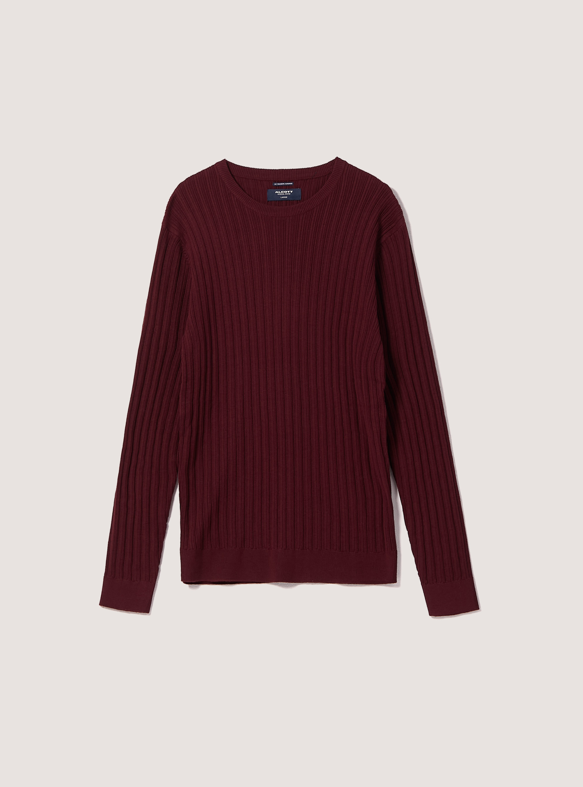 Crew-neck pullover with texture, BO2 BORDEAUX MEDIUM
