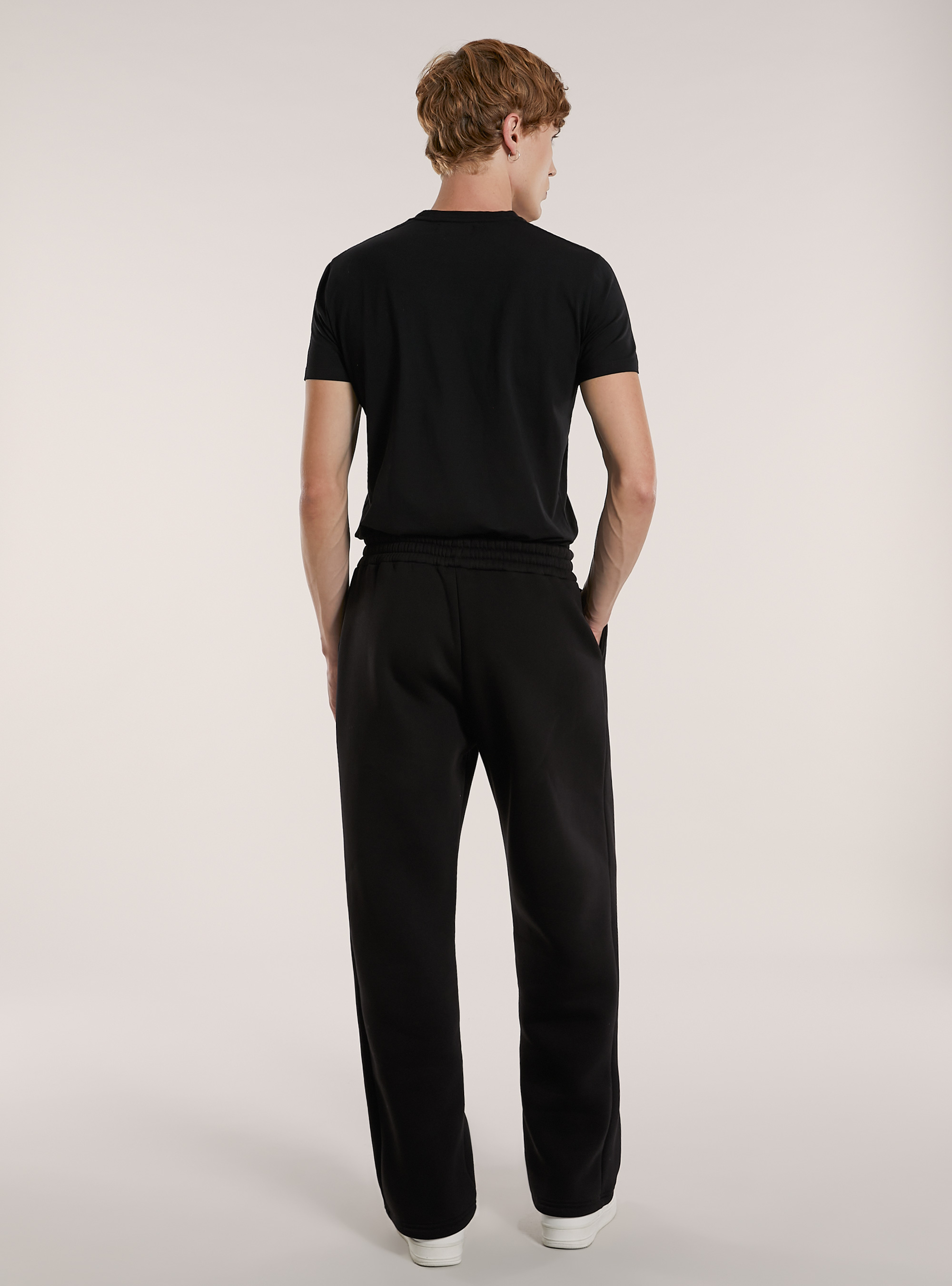 Pantalon ample en peluche, BK1 BLACK