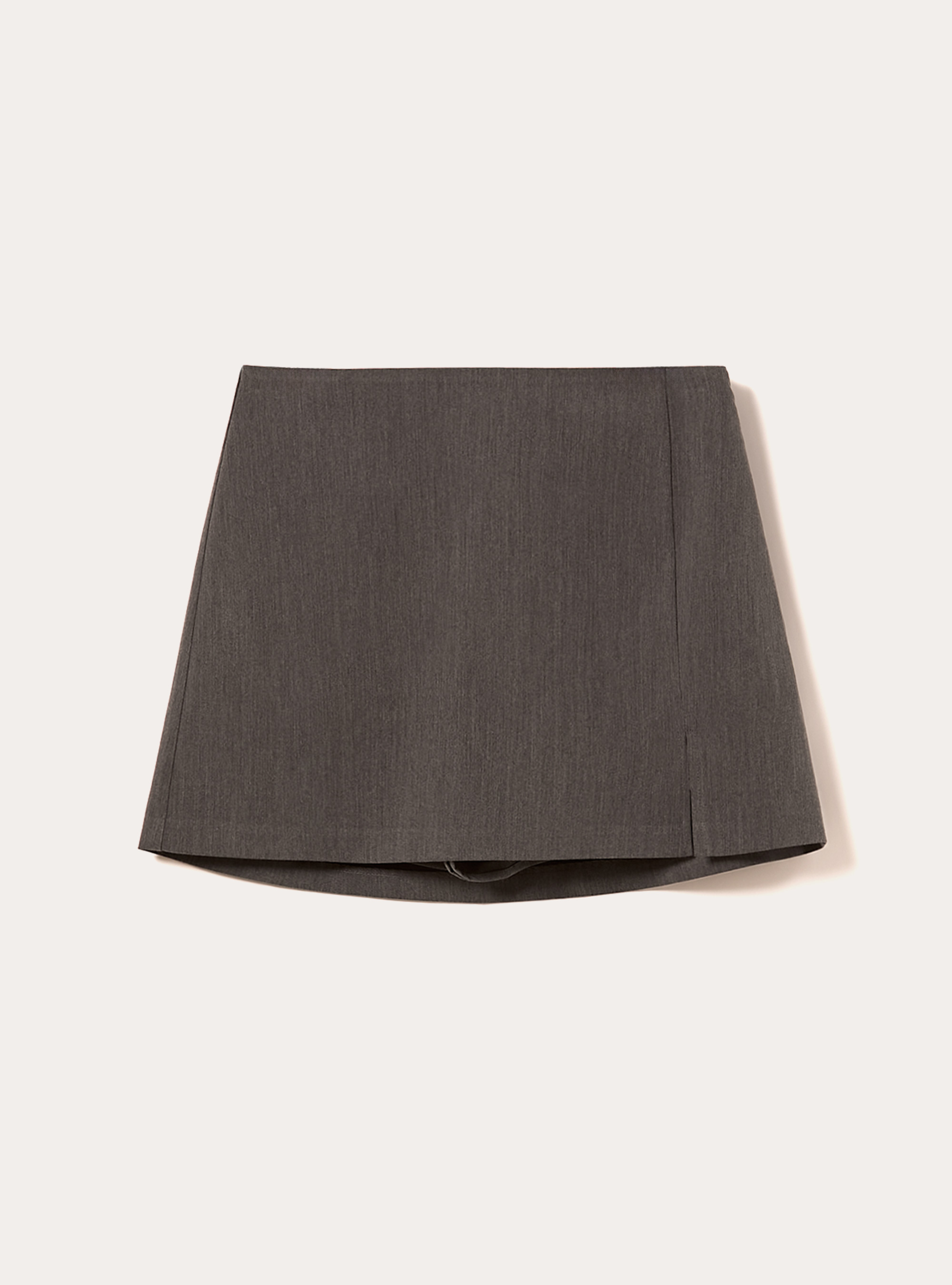 Falda pantalón mini lisa, MGY1 GREY MEL DARK