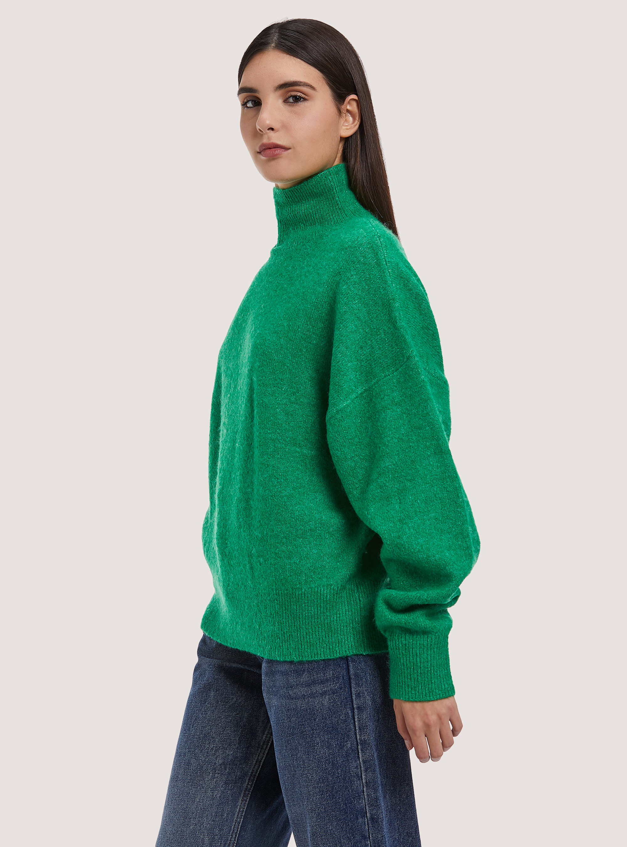 Pullover morbido collo alto comfort fit, GN2 GREEN MEDIUM