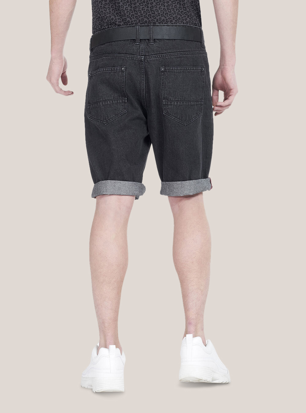 Bermuda in denim slim fit, NERO