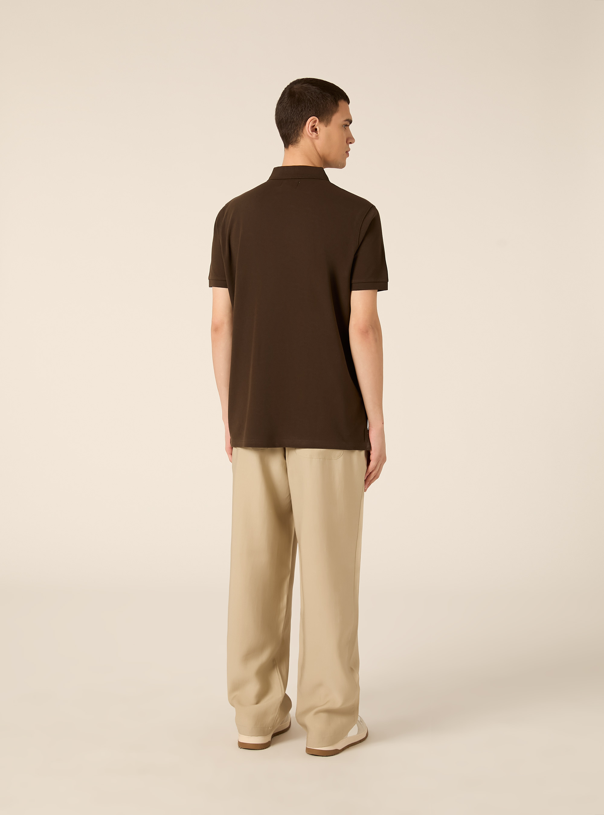 Polo de piqu&eacute; de algod&oacute;n con bordado, BR1 BROWN DARK