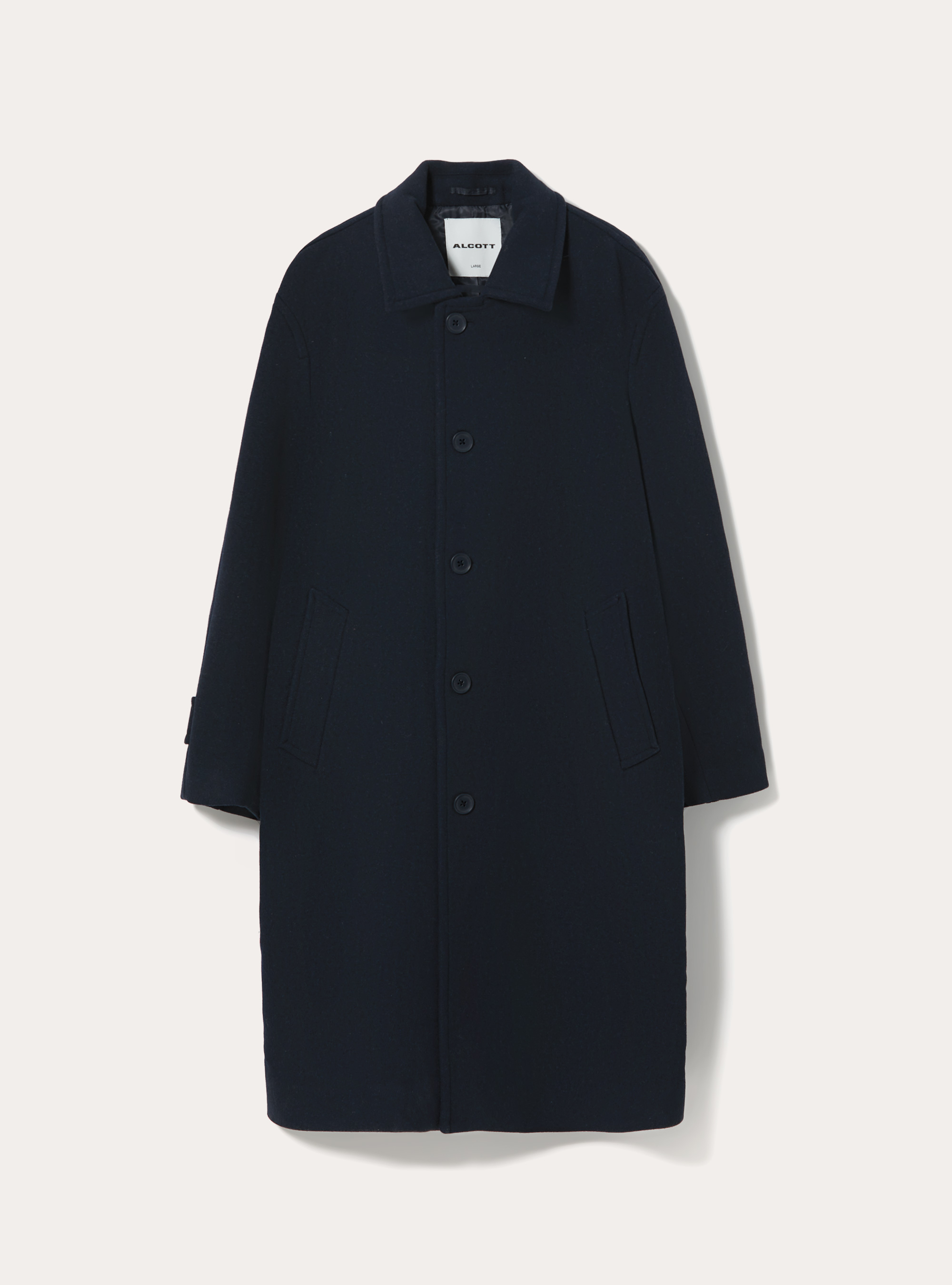 Wool blend long coat with raglan sleeve, NA1 NAVY DARK