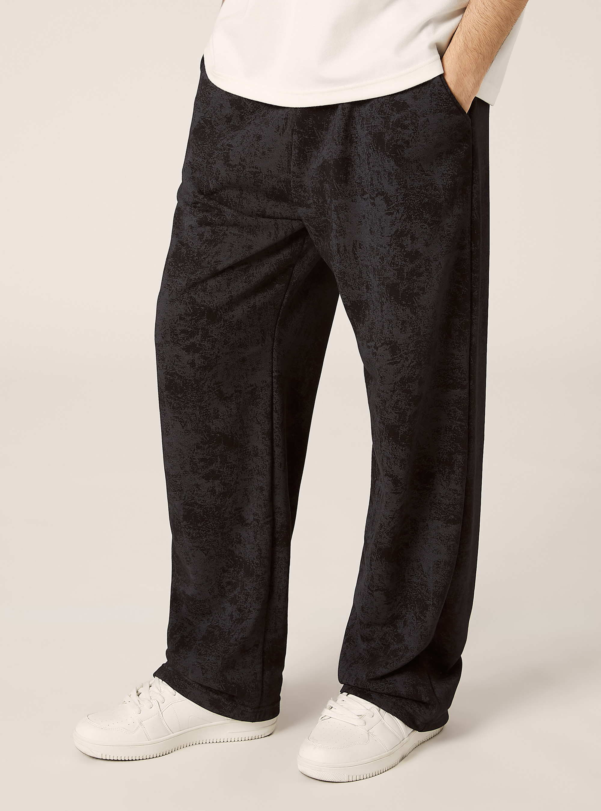 Marbled loose fit joggers, BK1 BLACK