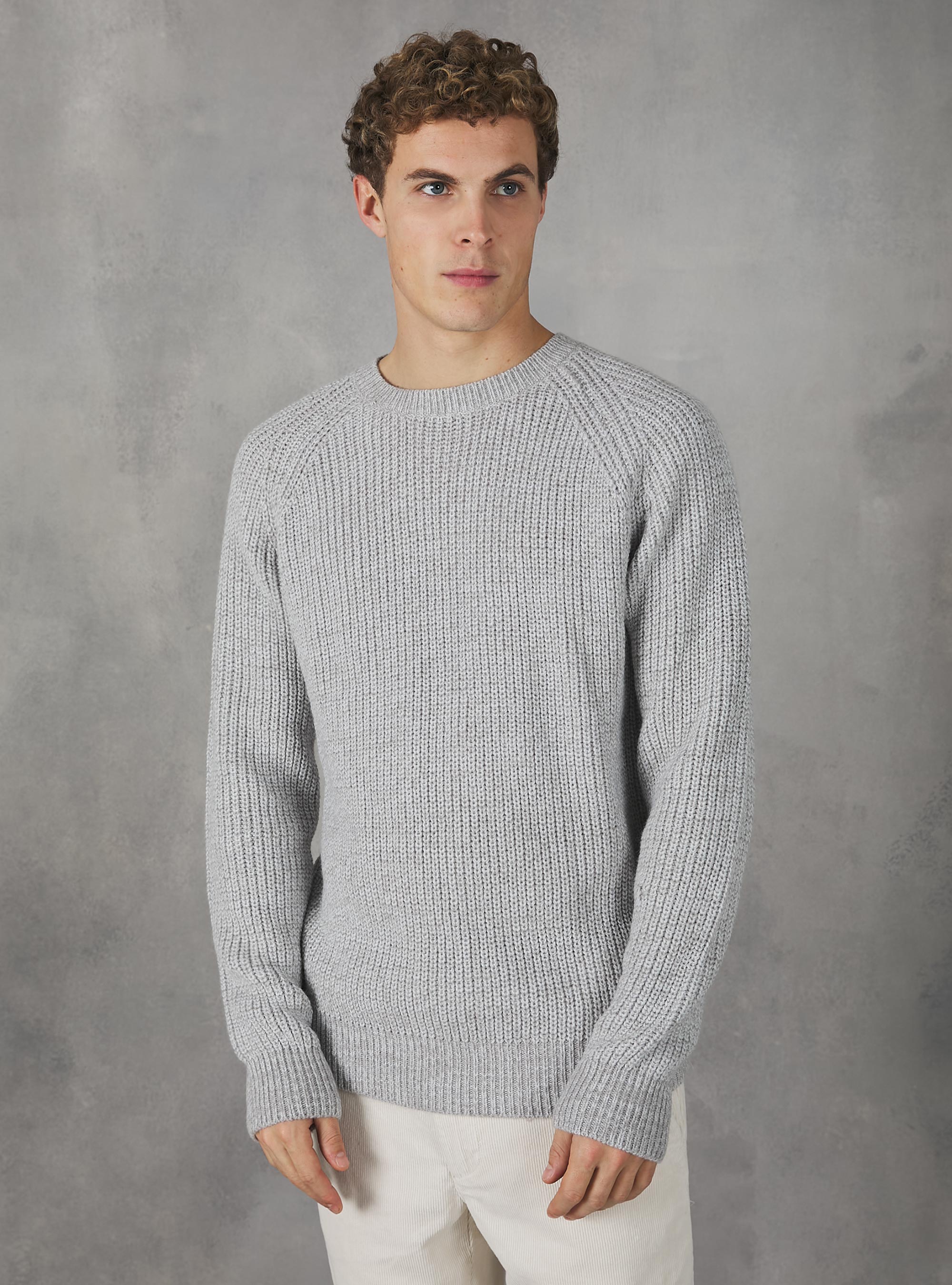 English rib crew-neck pullover, MGY3 GREY MEL LIGHT