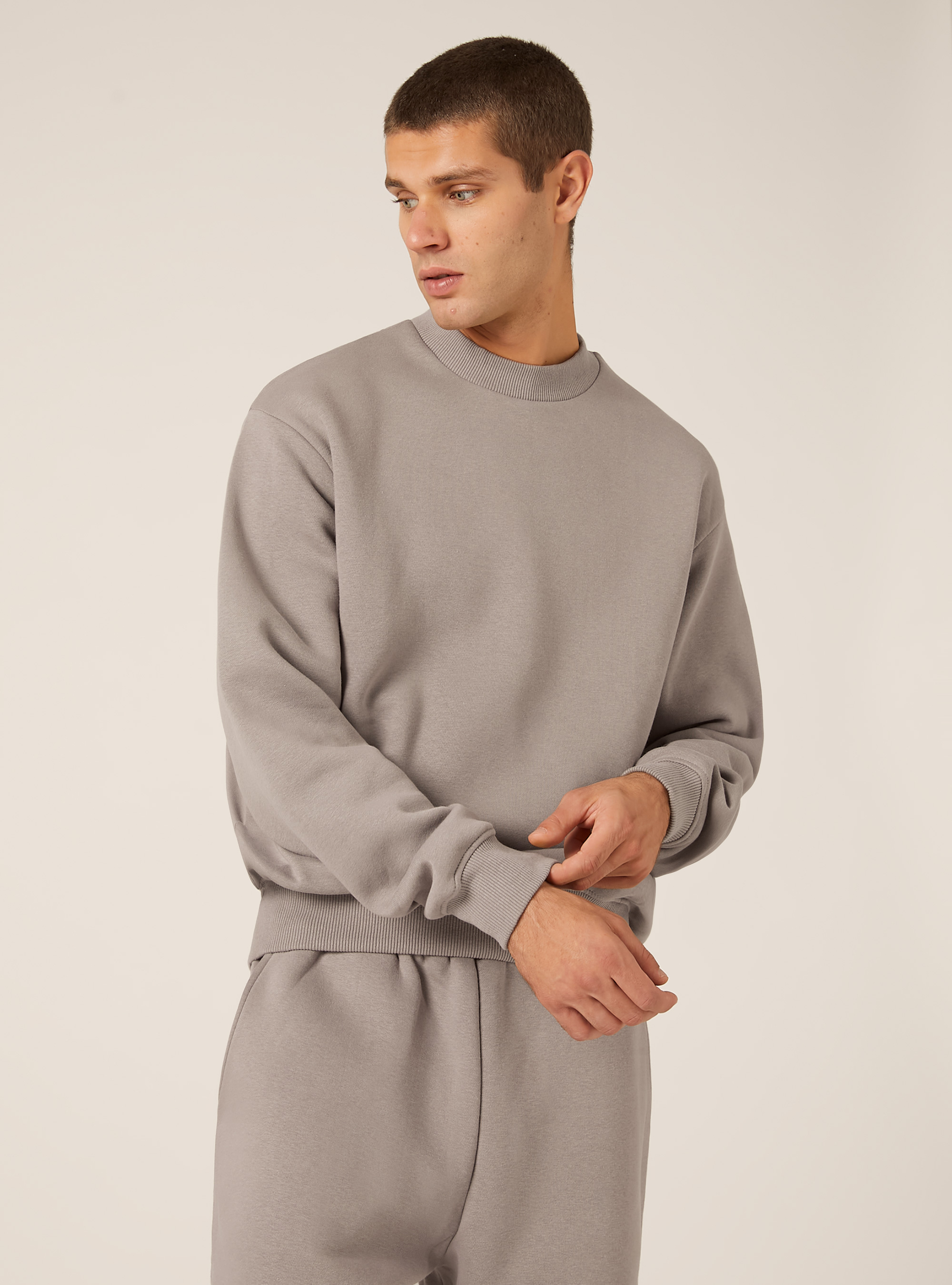 Boxy fit crew neck sweatshirt, GY2 GREY MEDIUM