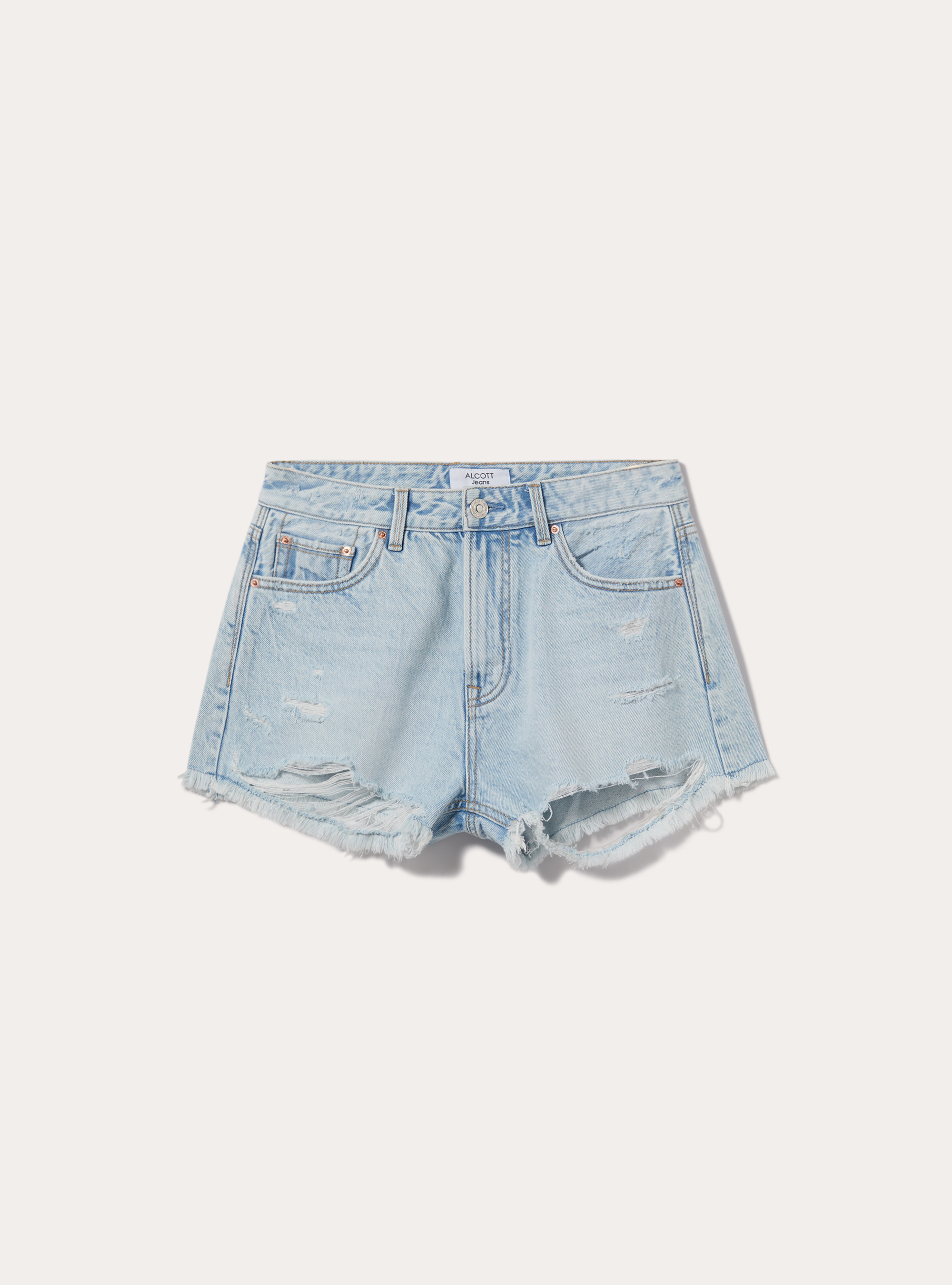 Denim shorts with breaks, D006 AZURE