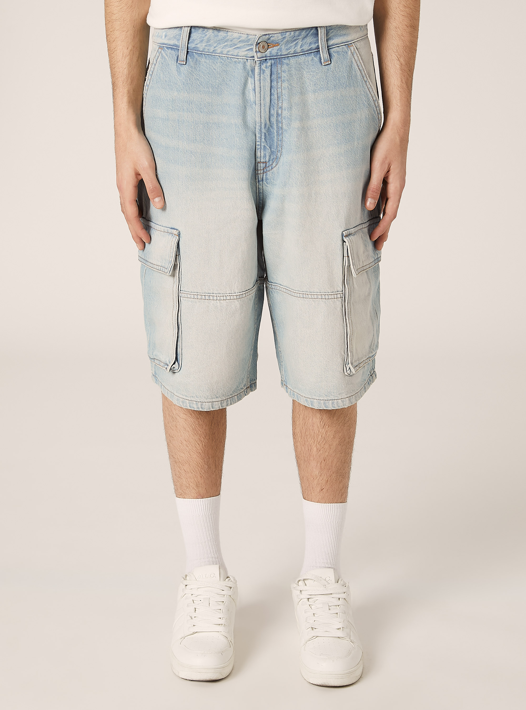 Bermudas cargo vaqueras, D007 LIGHT AZURE