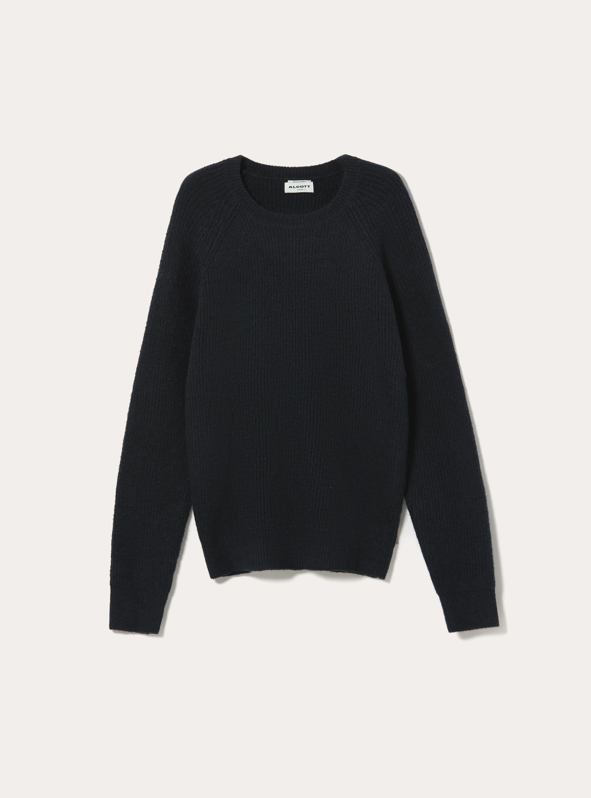 Jersey de canalé inglés en mezcla de lana, NA1 NAVY DARK