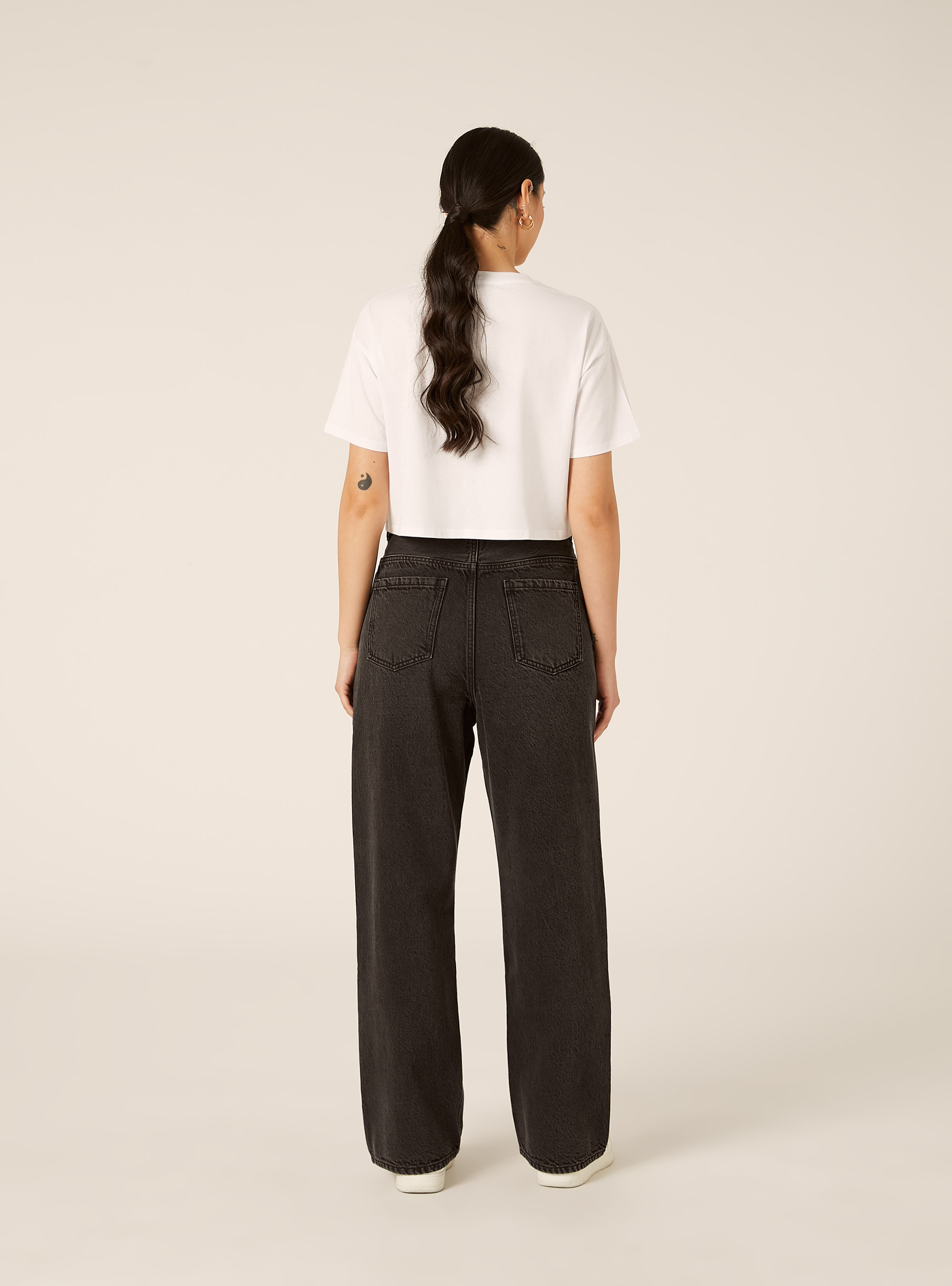 Jeans low wide, D000 BLACK