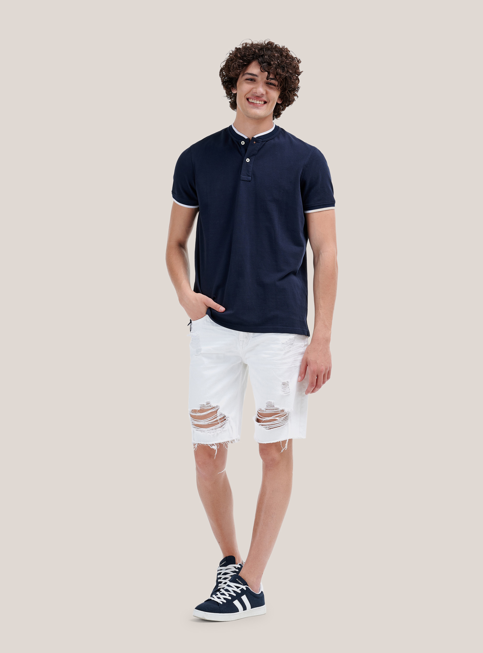 Polo avec col coréen, C2254 BLUE