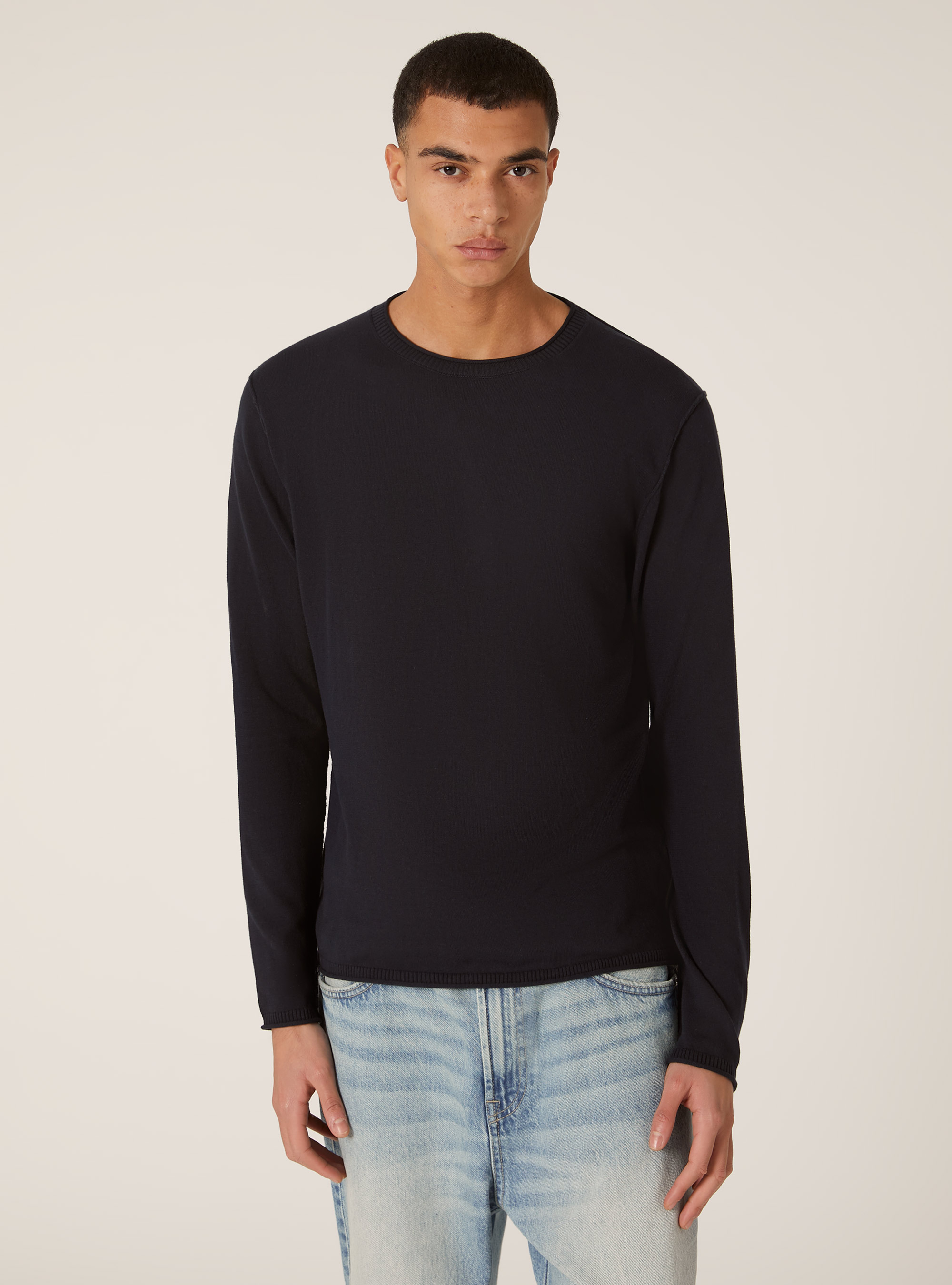 Pull en coton à col rond, NA1 NAVY DARK