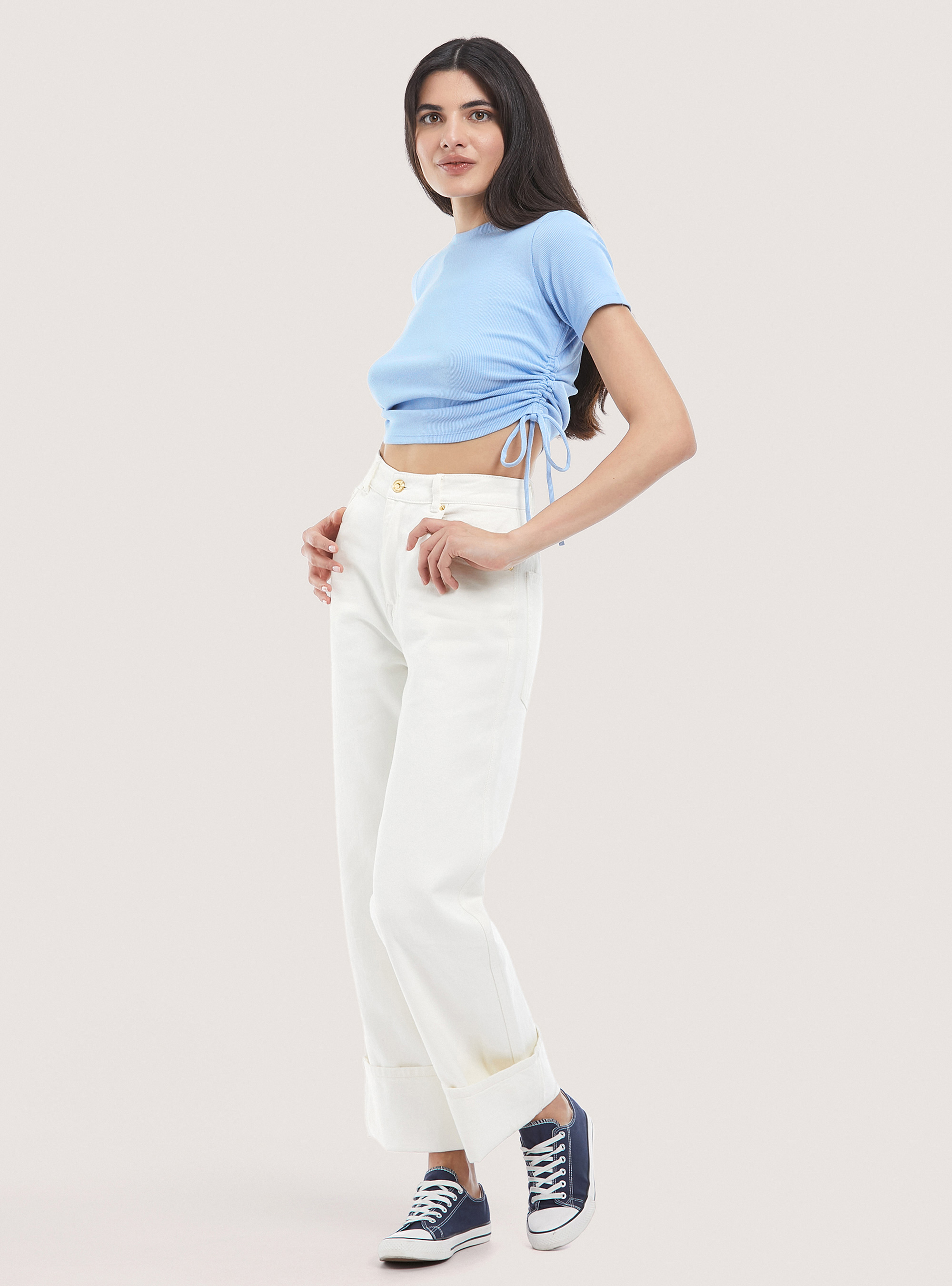 T-shirt with adjustable drawstring, C2285 AZZURRO