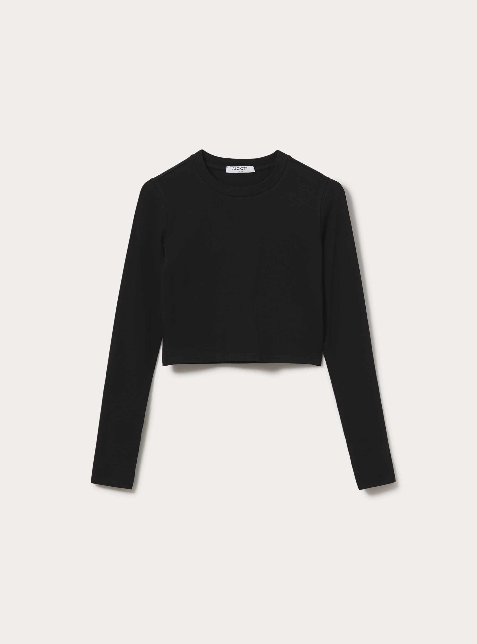 Maglia crop a maniche lunghe, BK1 BLACK
