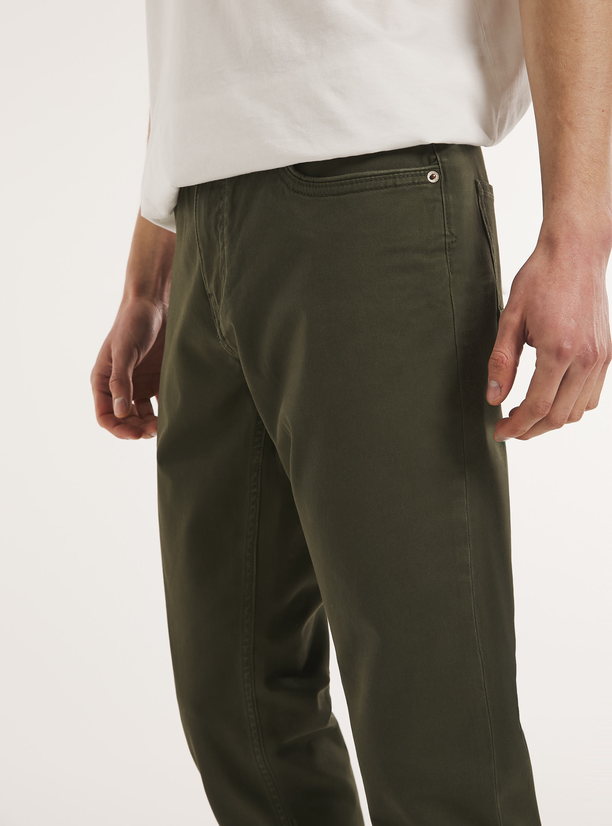 Skinny fit cotton trousers, KY2 KAKY MEDIUM