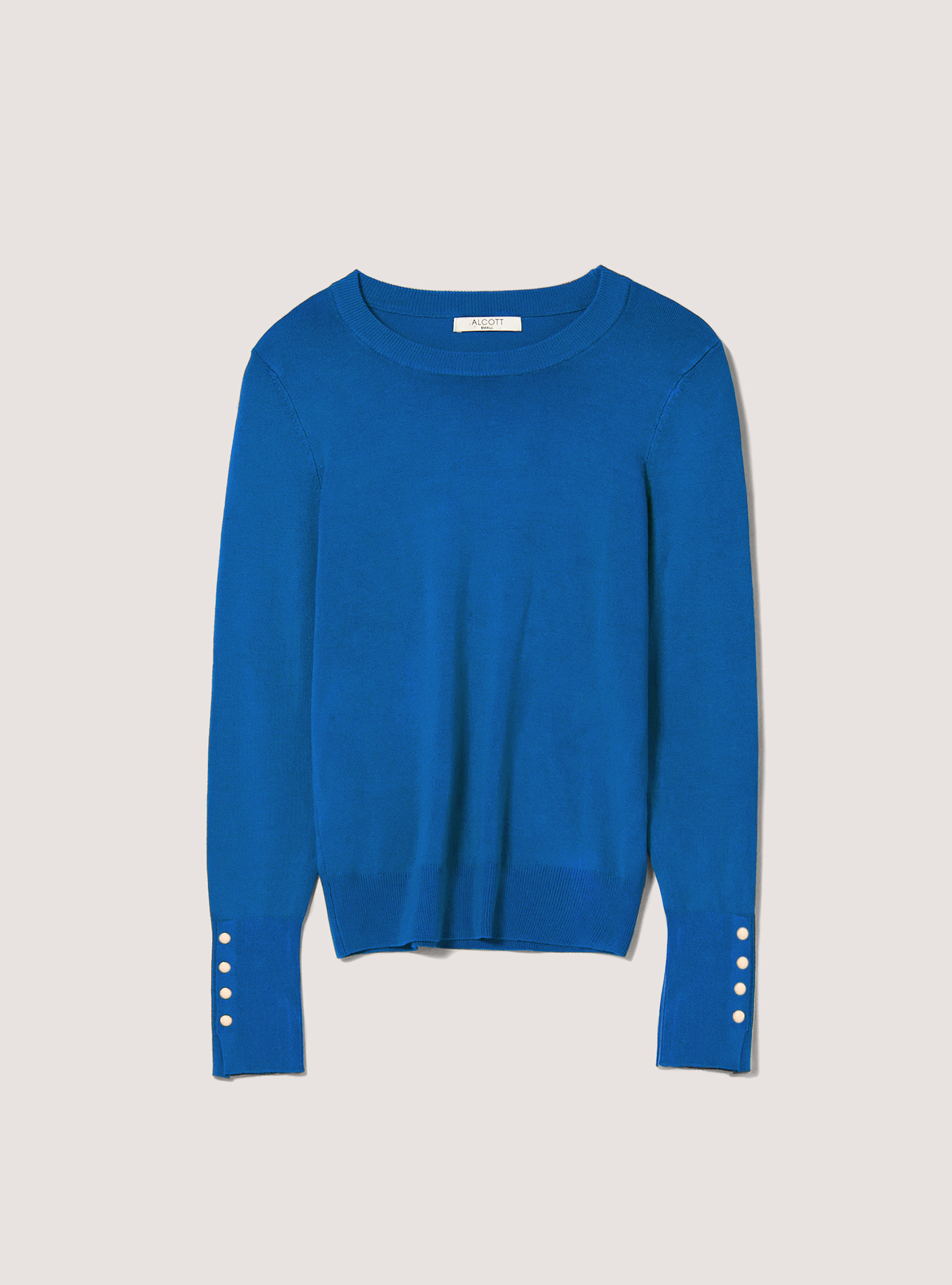 Round-neck pullover with buttons on sleeve, RY3 ROYALE LIGHT