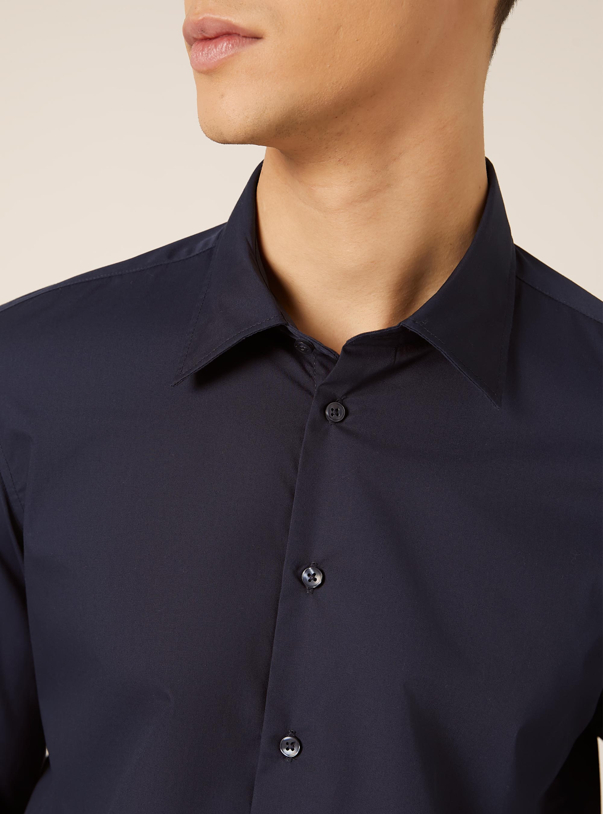 Chemise &agrave; manches longues unie, NA1 NAVY DARK