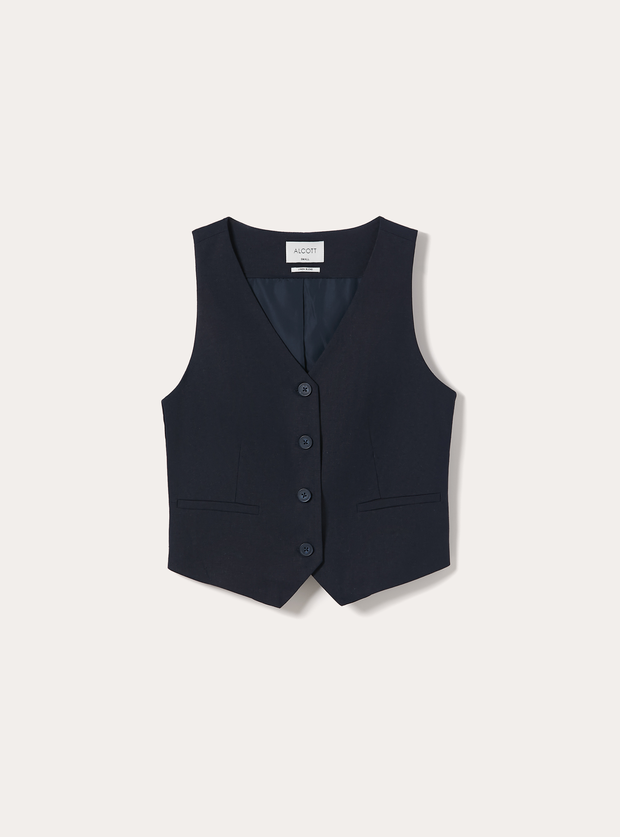 Chaleco en mezcla de lino, NA2 NAVY MEDIUM