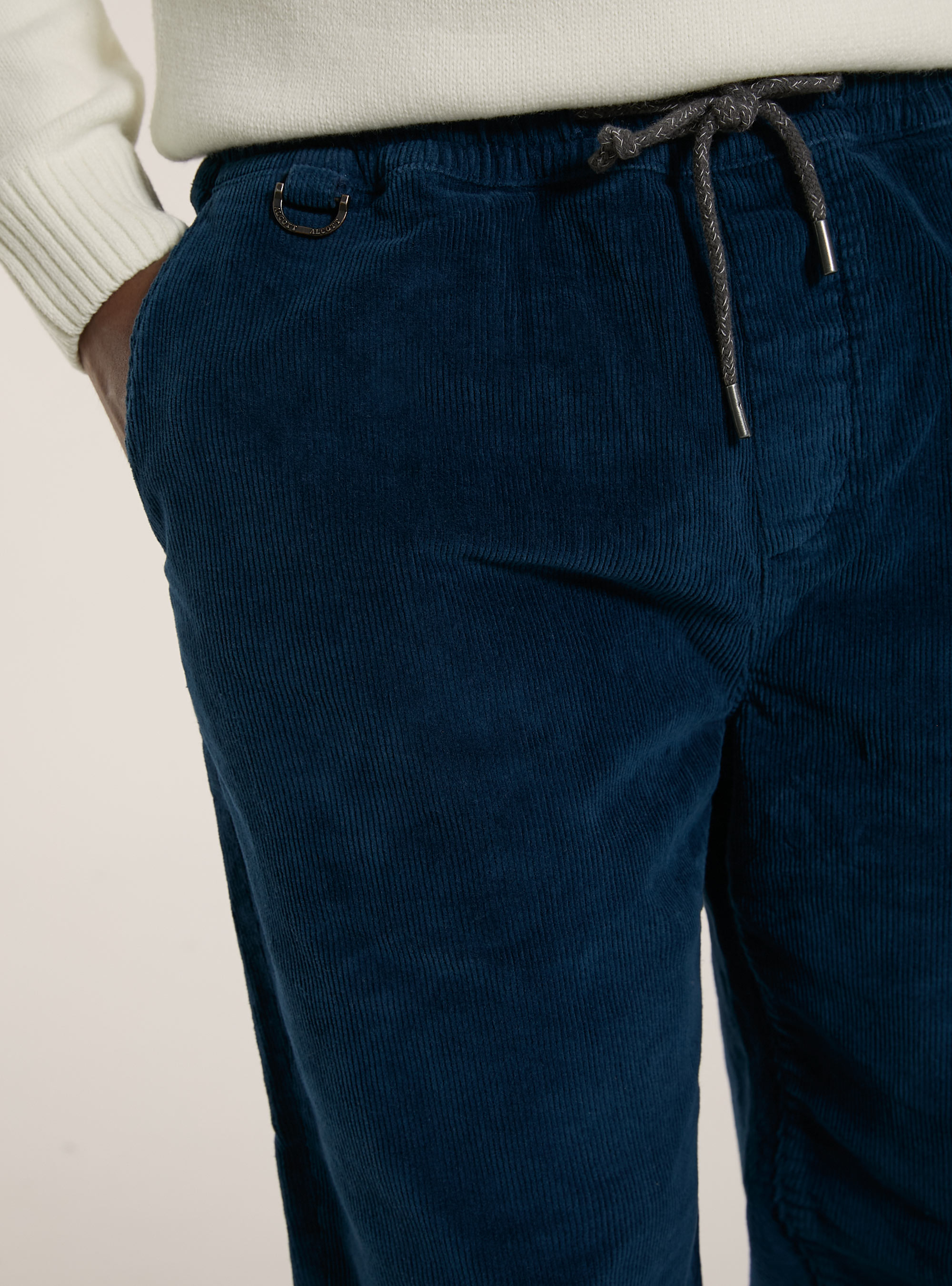 Ribbed velvet joggers, OB2 BLUE OIL MED.