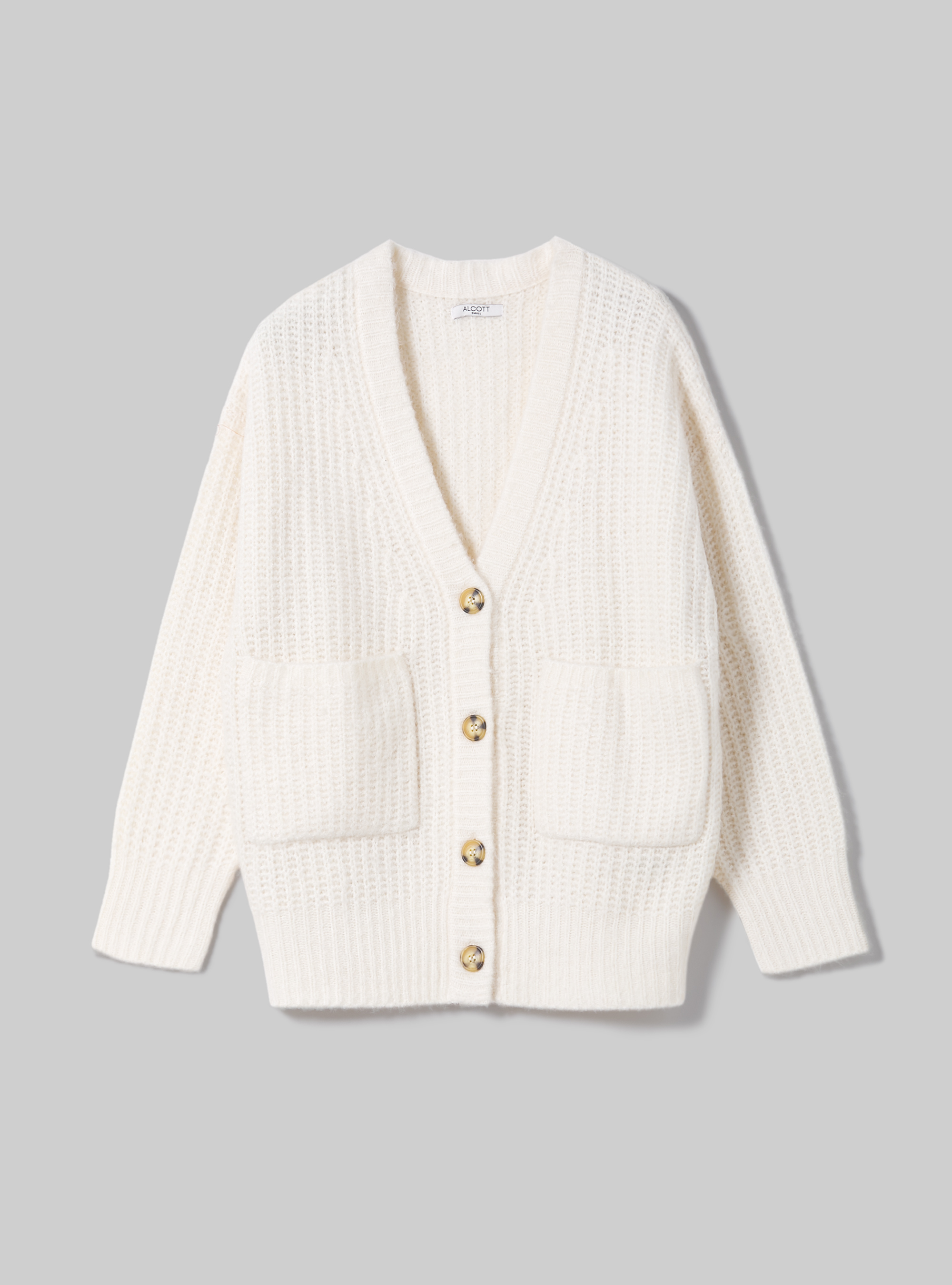 Ribbed cardigan pullover, WH1 OFF WHITE