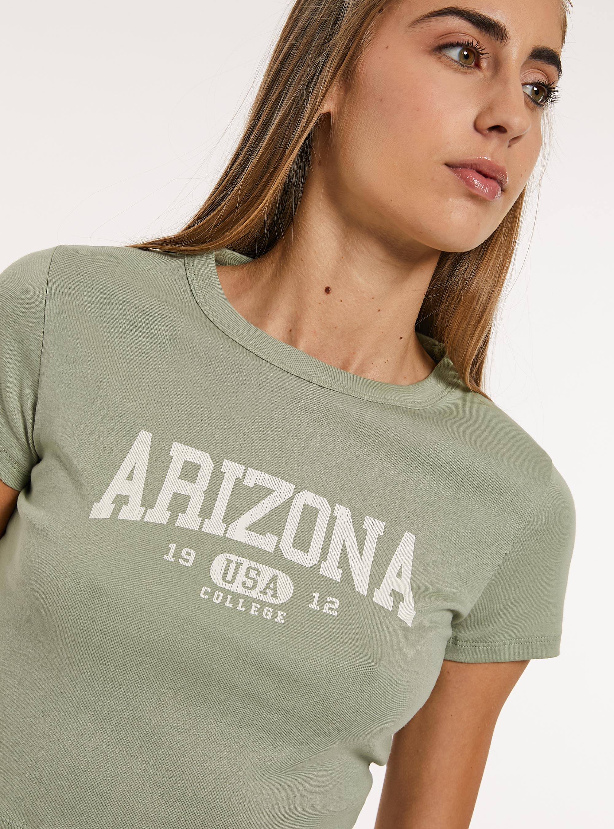 Cropped t-shirt with print, GN3 GREEN LIGHT