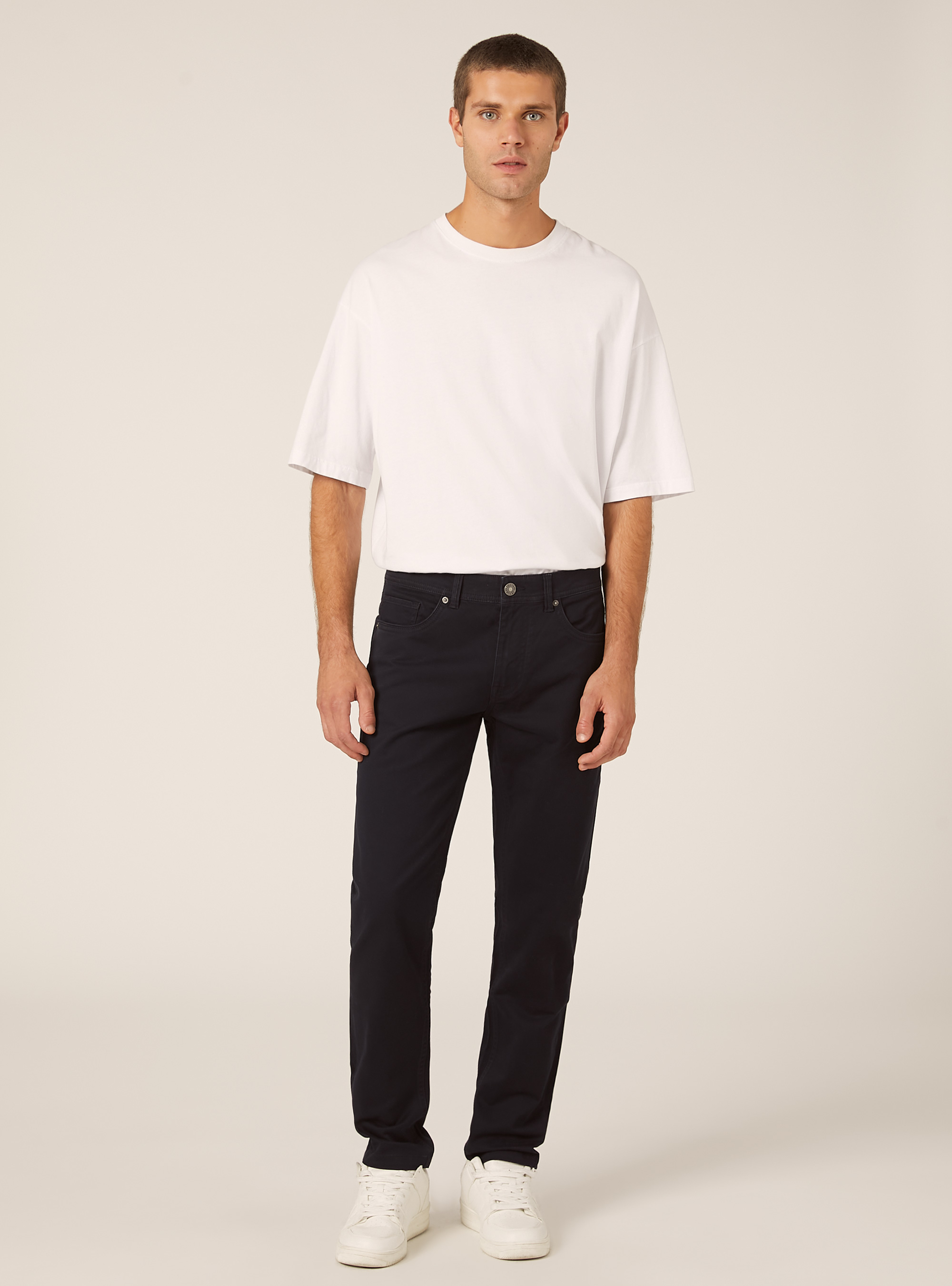 Pantalones pitillo de algodón, NA1 NAVY DARK