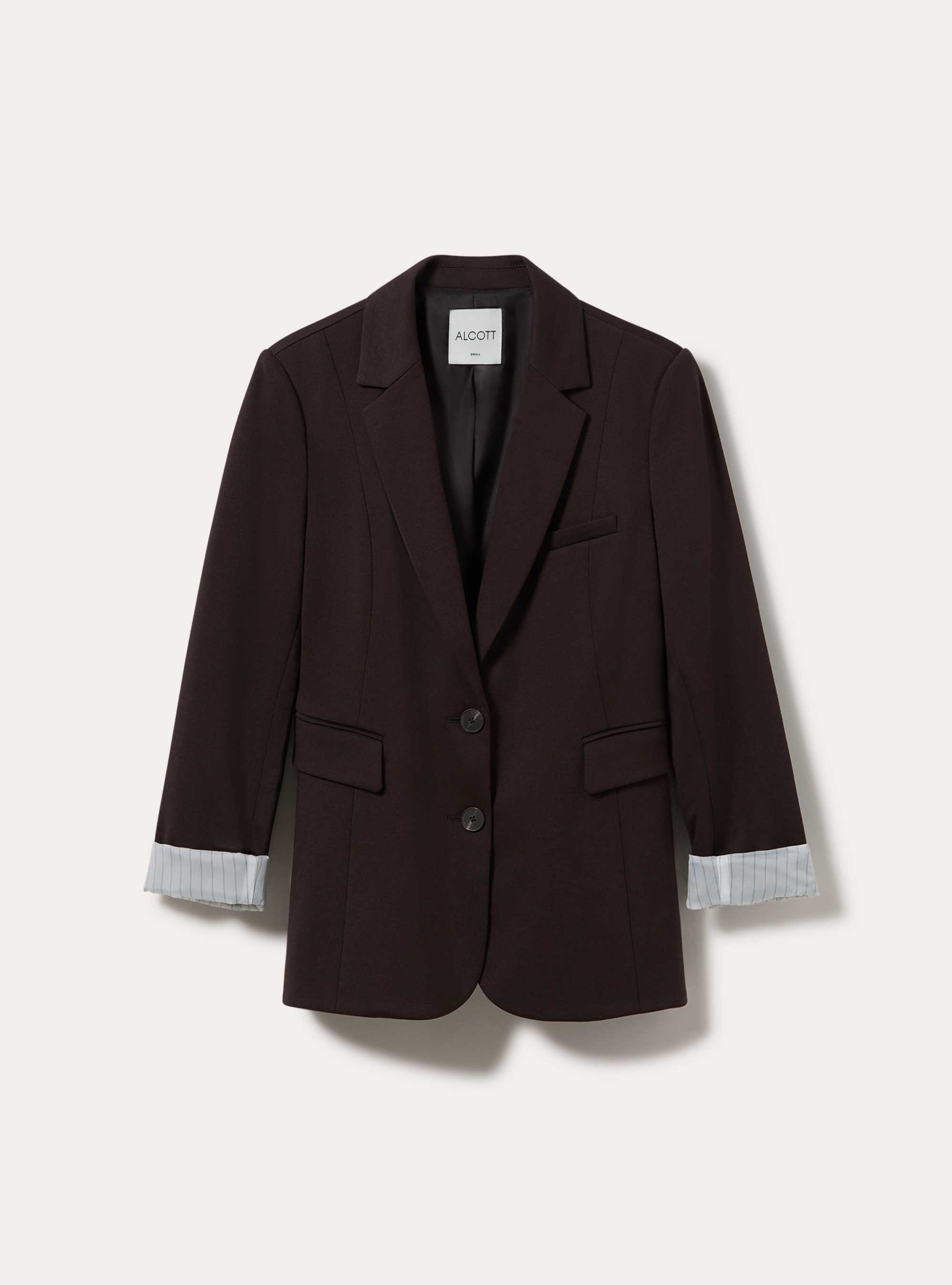 Blazer droit structure a revers, BR1 BROWN DARK