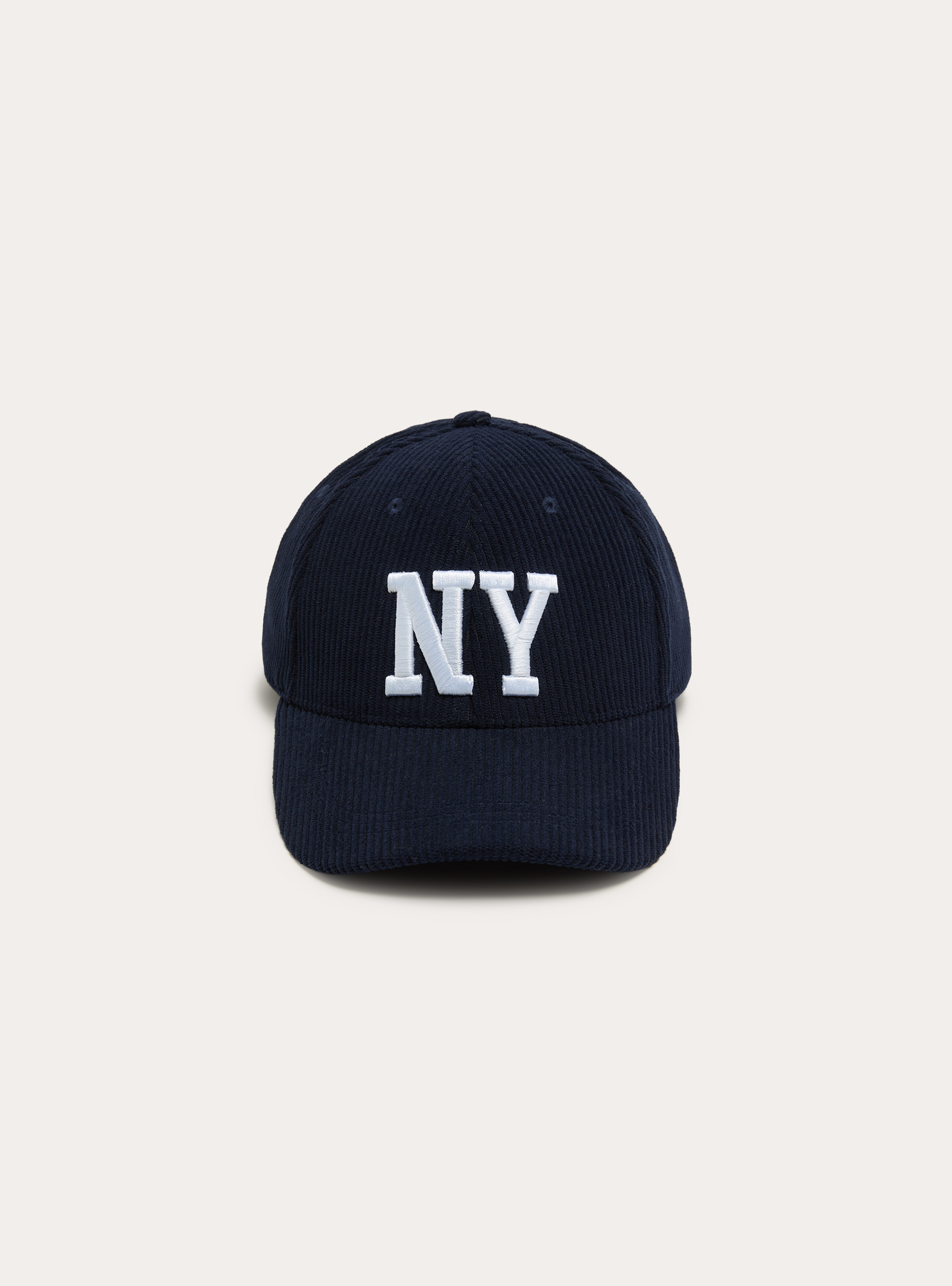 Cappello con visiera e ricamo in velluto a coste, NA1 NAVY DARK