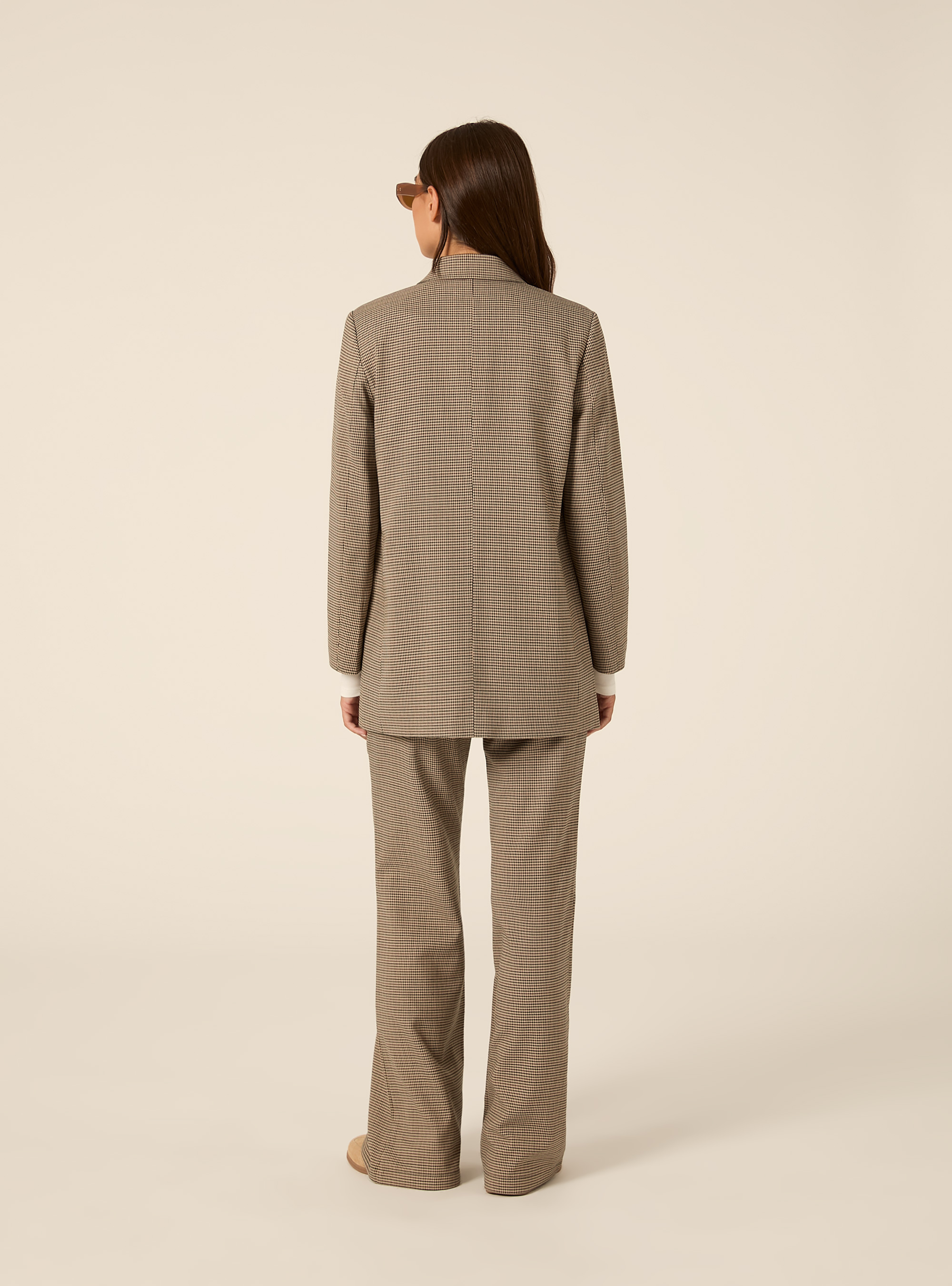 Long tailored blazer with micro pattern, BG2 BEIGE MEDIUM
