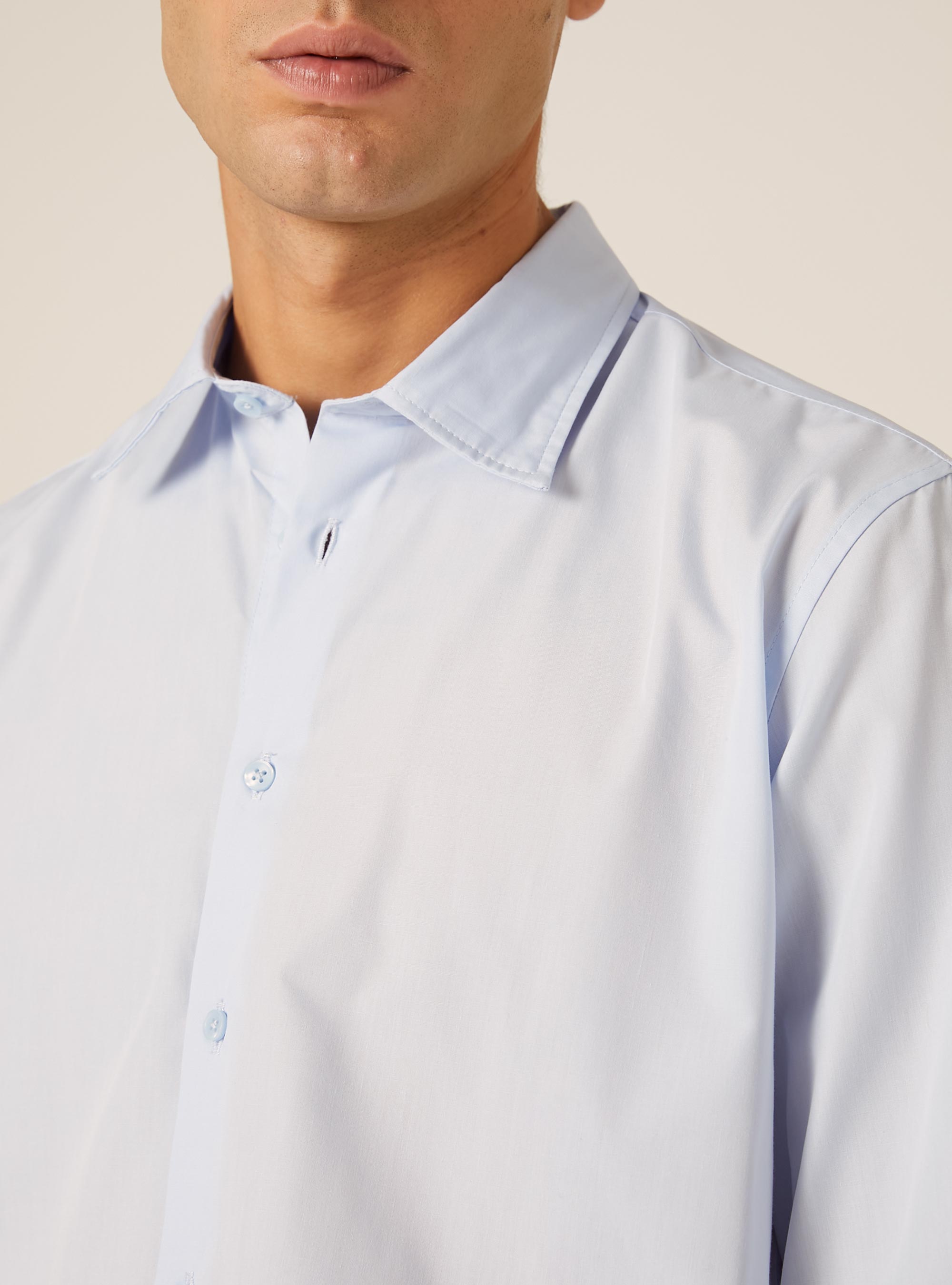 Camicia a manica lunga in tinta unita, AZ1 AZURE DARK