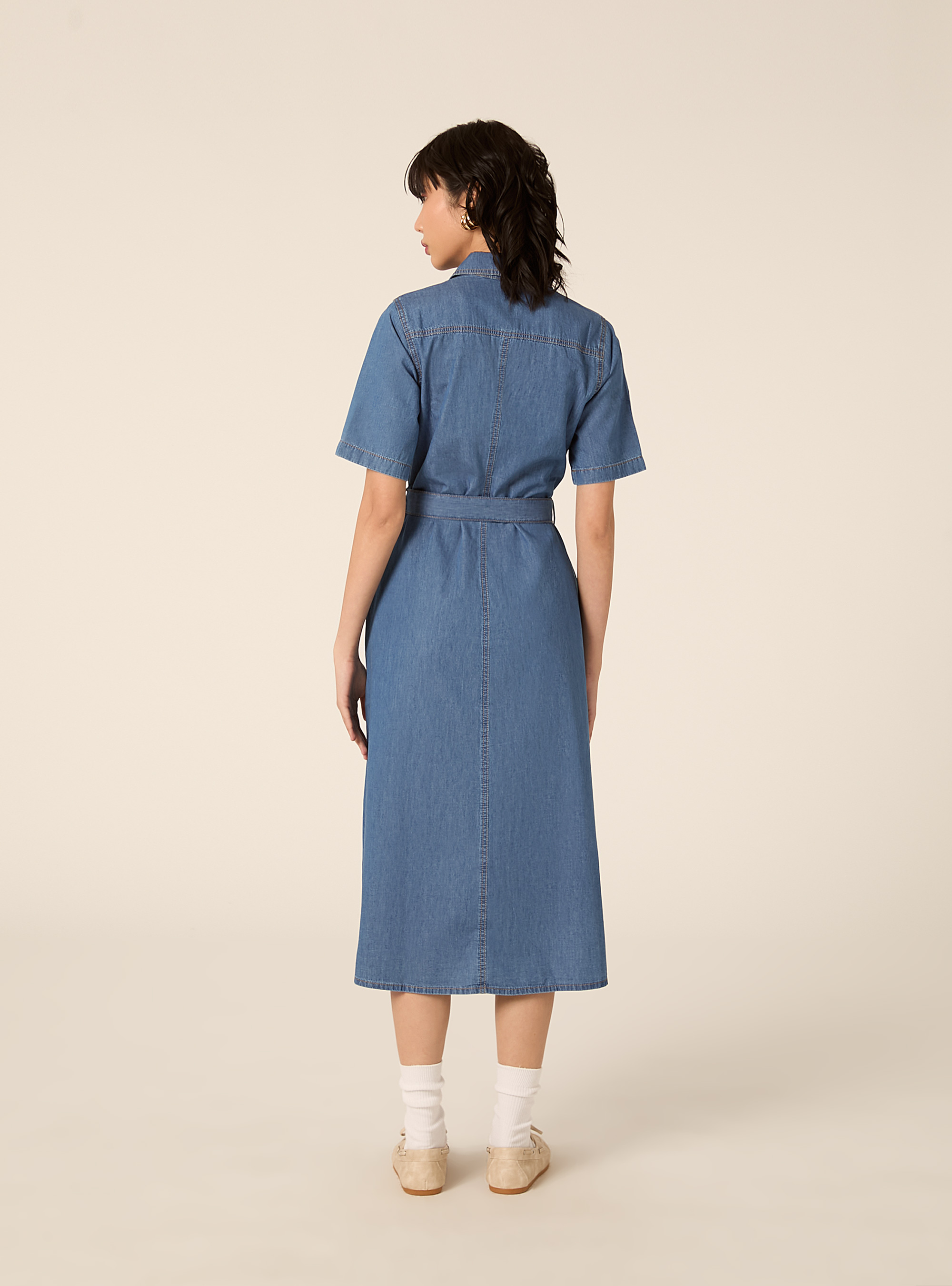 Vestito chemisier in denim, D003 MEDIUM BLUE