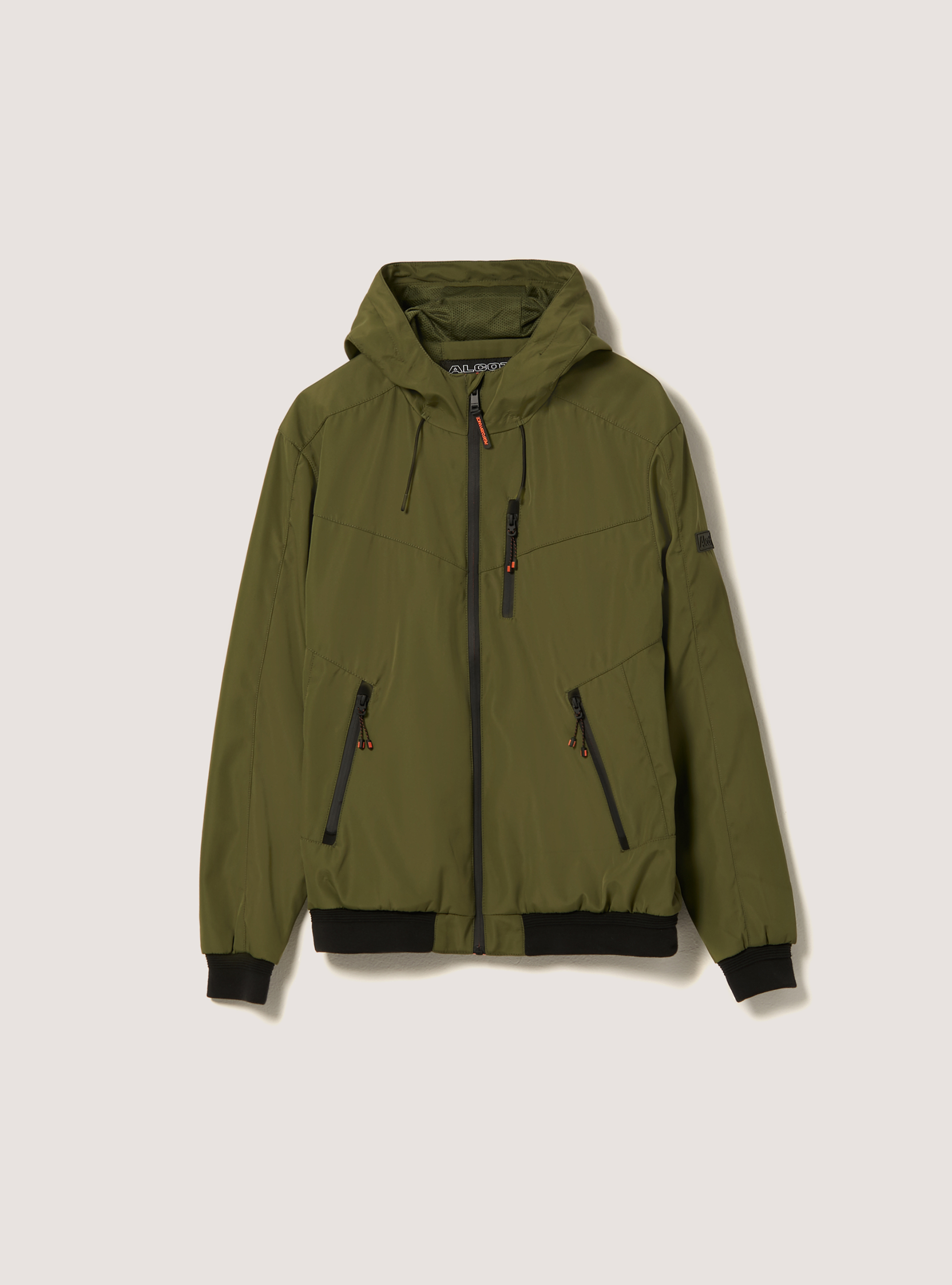 Windproof hooded bomber jacket