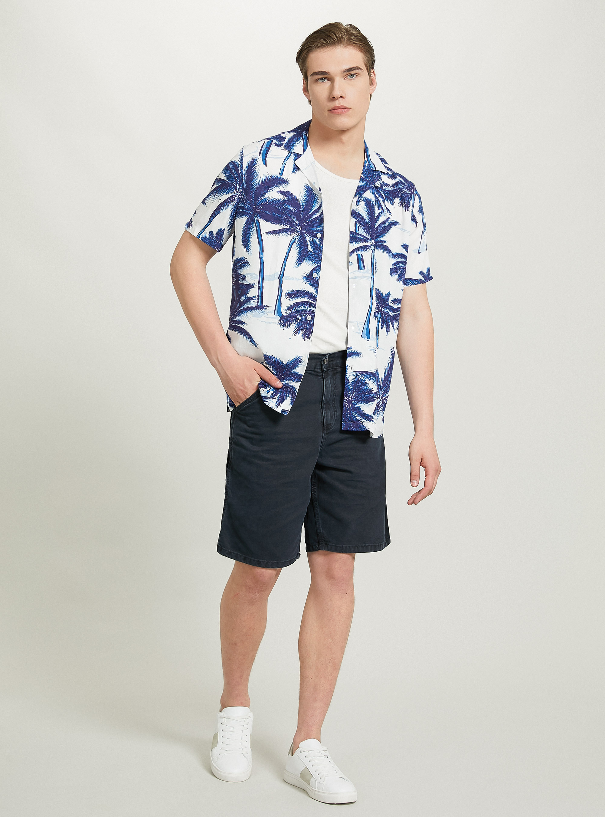 Camicia con stampa tropical, PALME