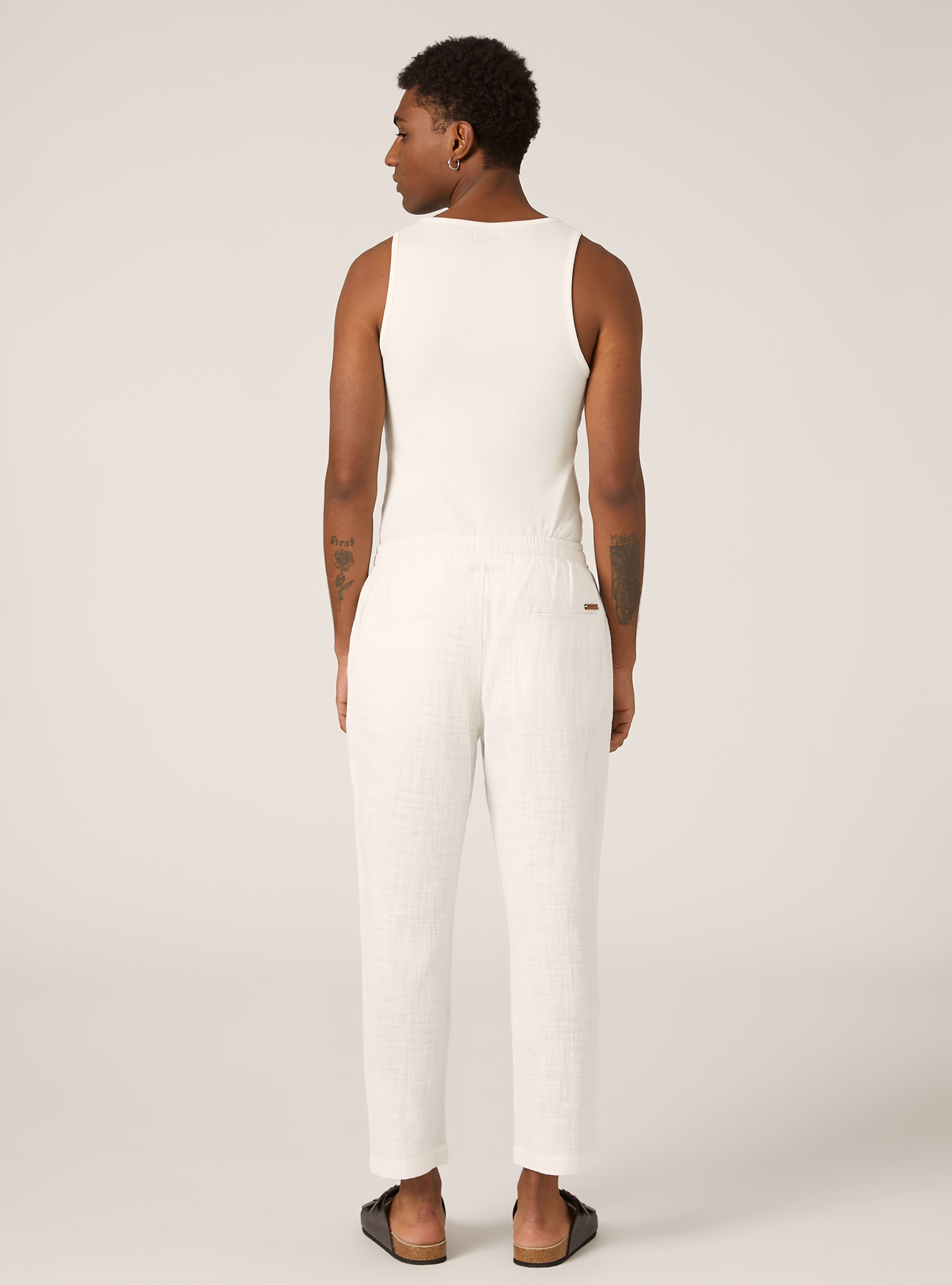 Cotton pants with drawstring waistband, WH2 WHITE