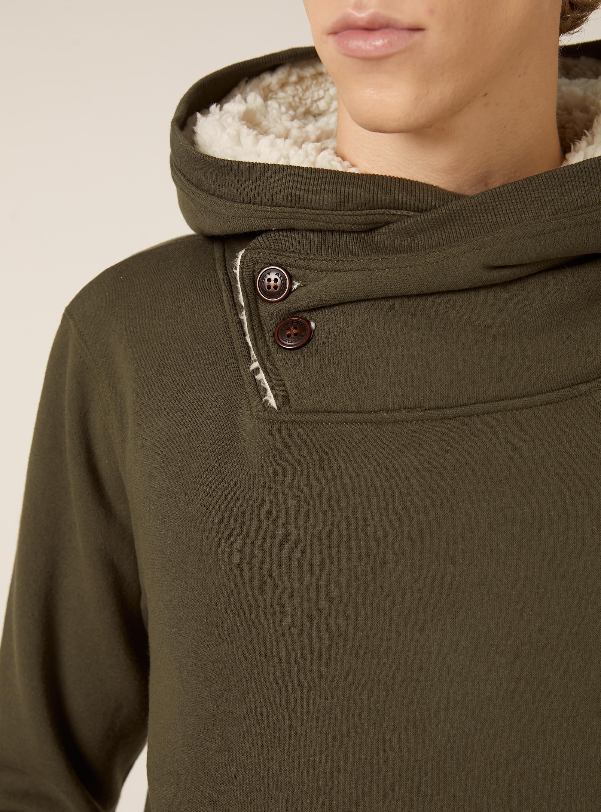 Faux fur hoodie, KY2 KAKY MEDIUM