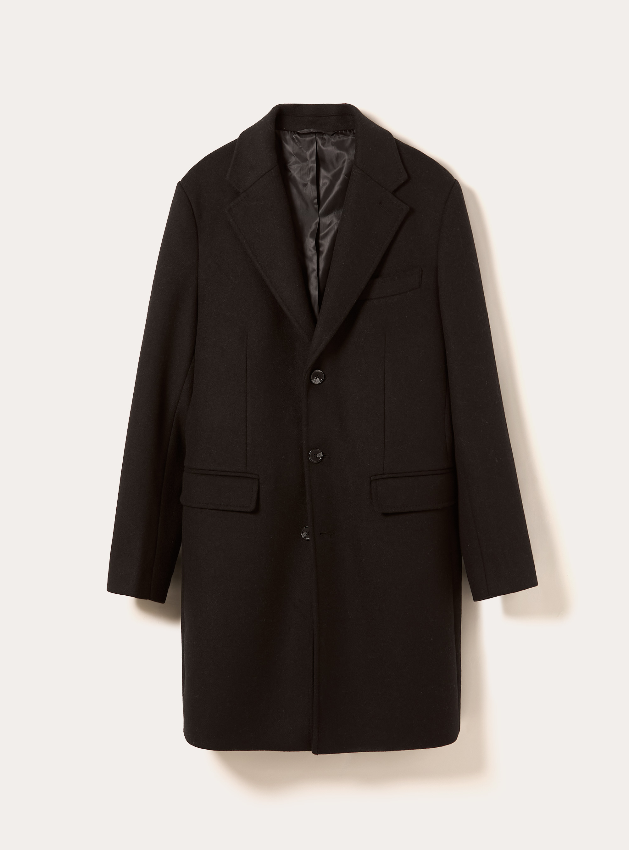 Single-breasted wool blend coat, BK1 BLACK