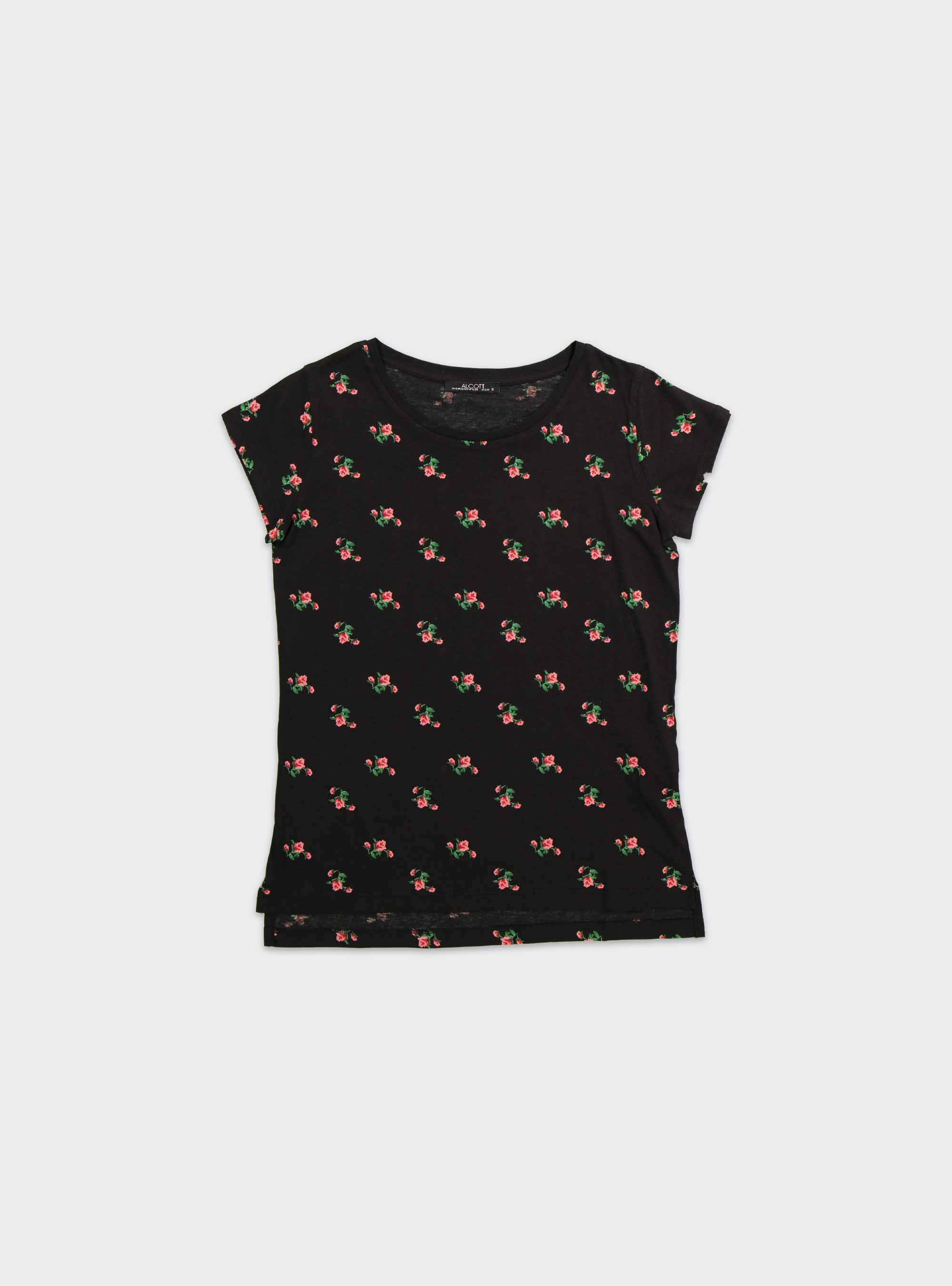 Roses print t-shirt, BLACK