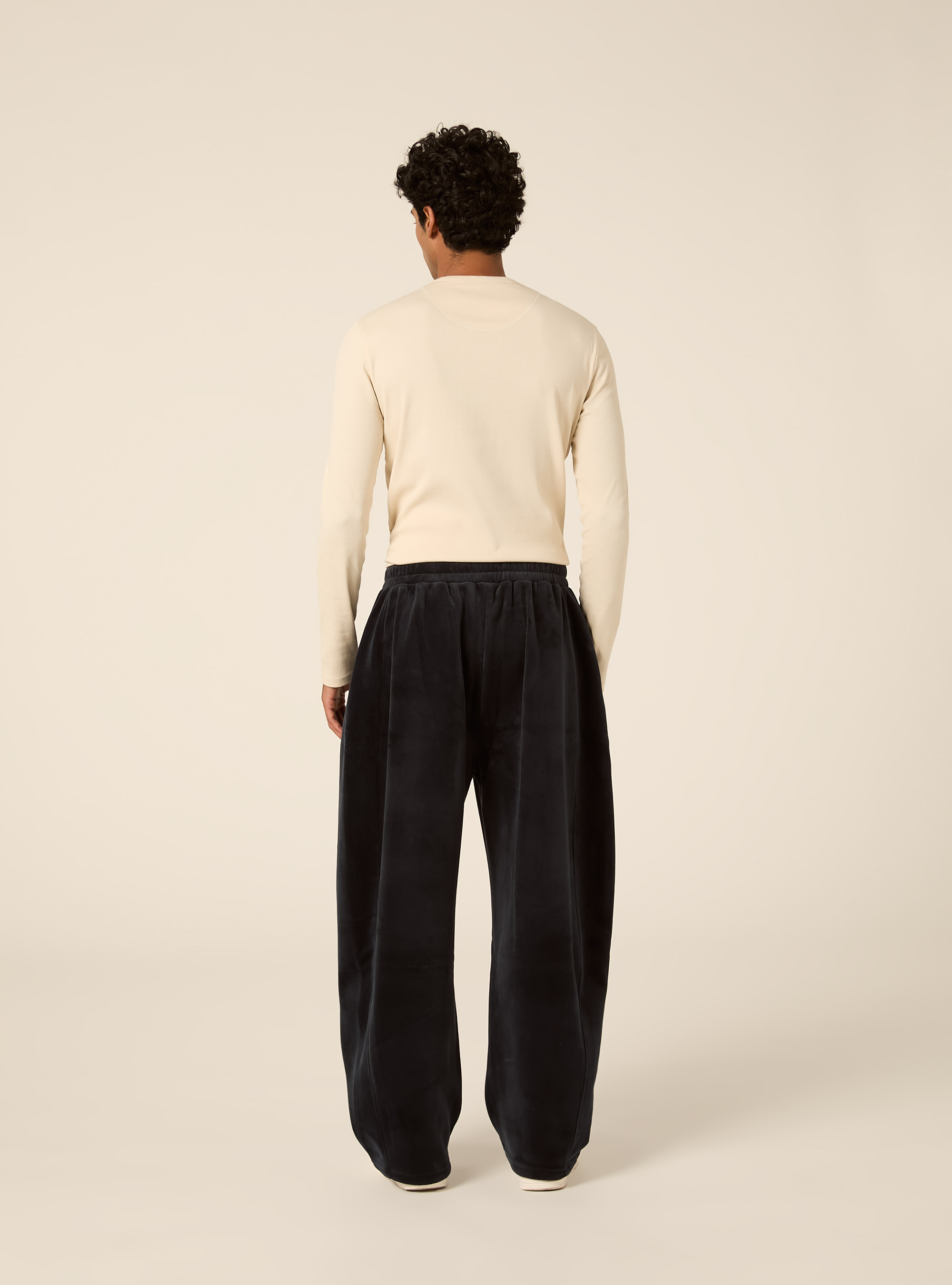 Corduroy barrel fit trousers with drawstring, NA2 NAVY MEDIUM