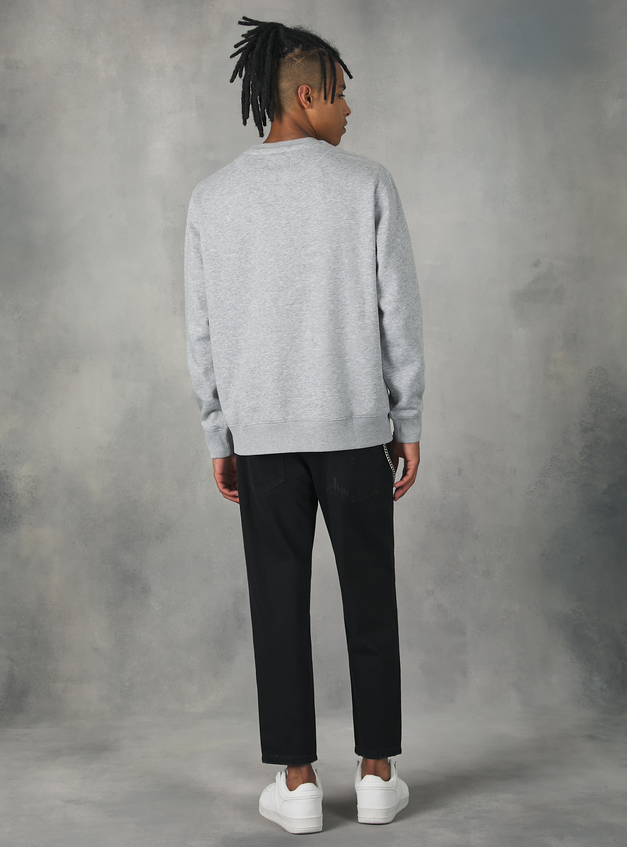 Sweat à col ras du cou de couleur unie, MGY2 GREY MEL MEDIUM