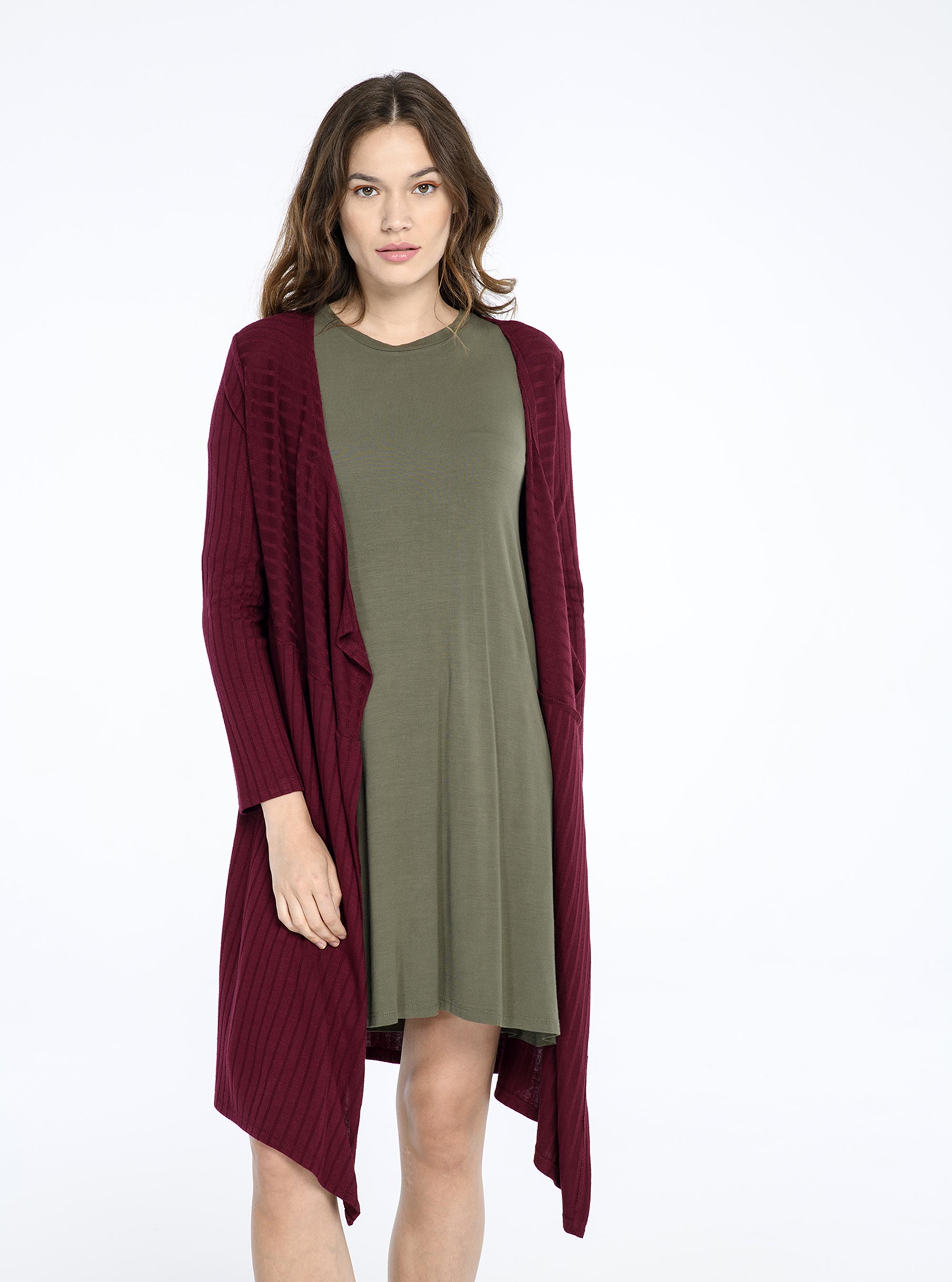Cardigan lungo, BORDEAUX