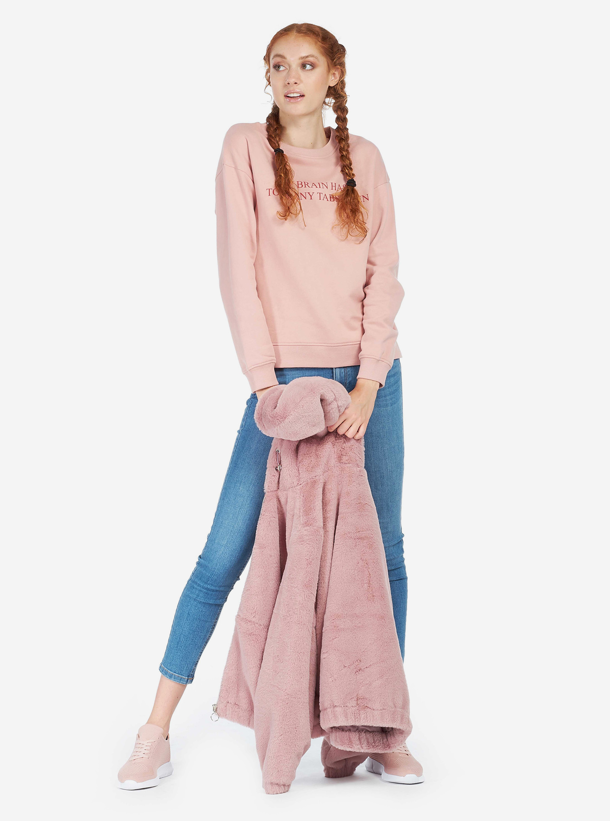 Felpa con stampa, ROSA