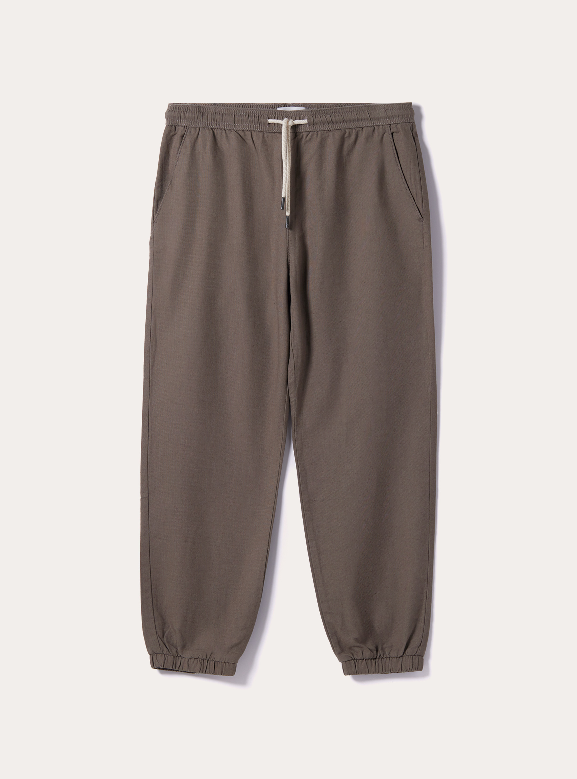 Pantal&oacute;n jogger en mezcla de lino, BR2 BROWN MEDIUM