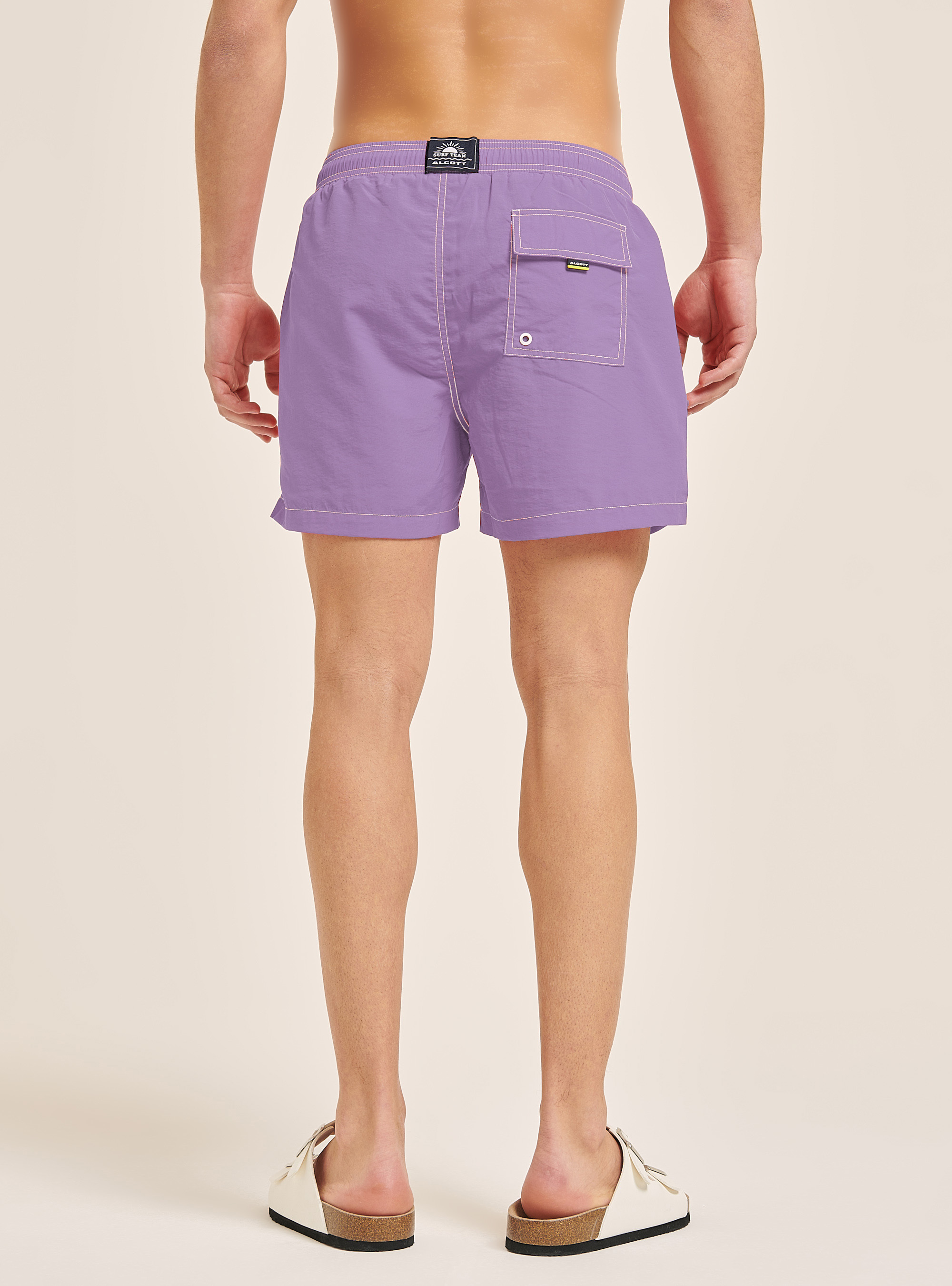 Costume tinta unita con ricamo e tasca sul retro, C3023 LILLAC